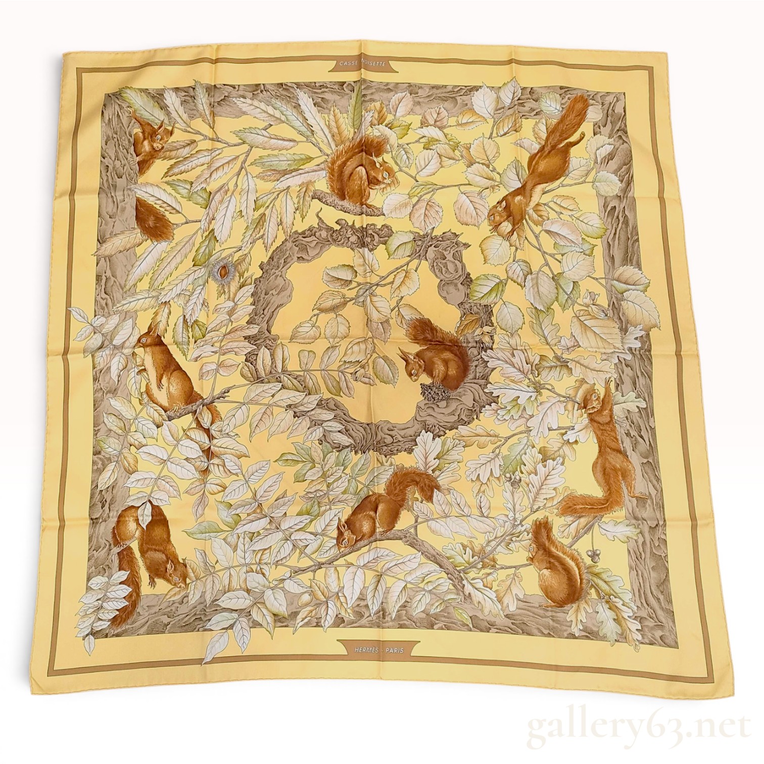 Hermes Casse Noisette 100 Percent Silk Scarf