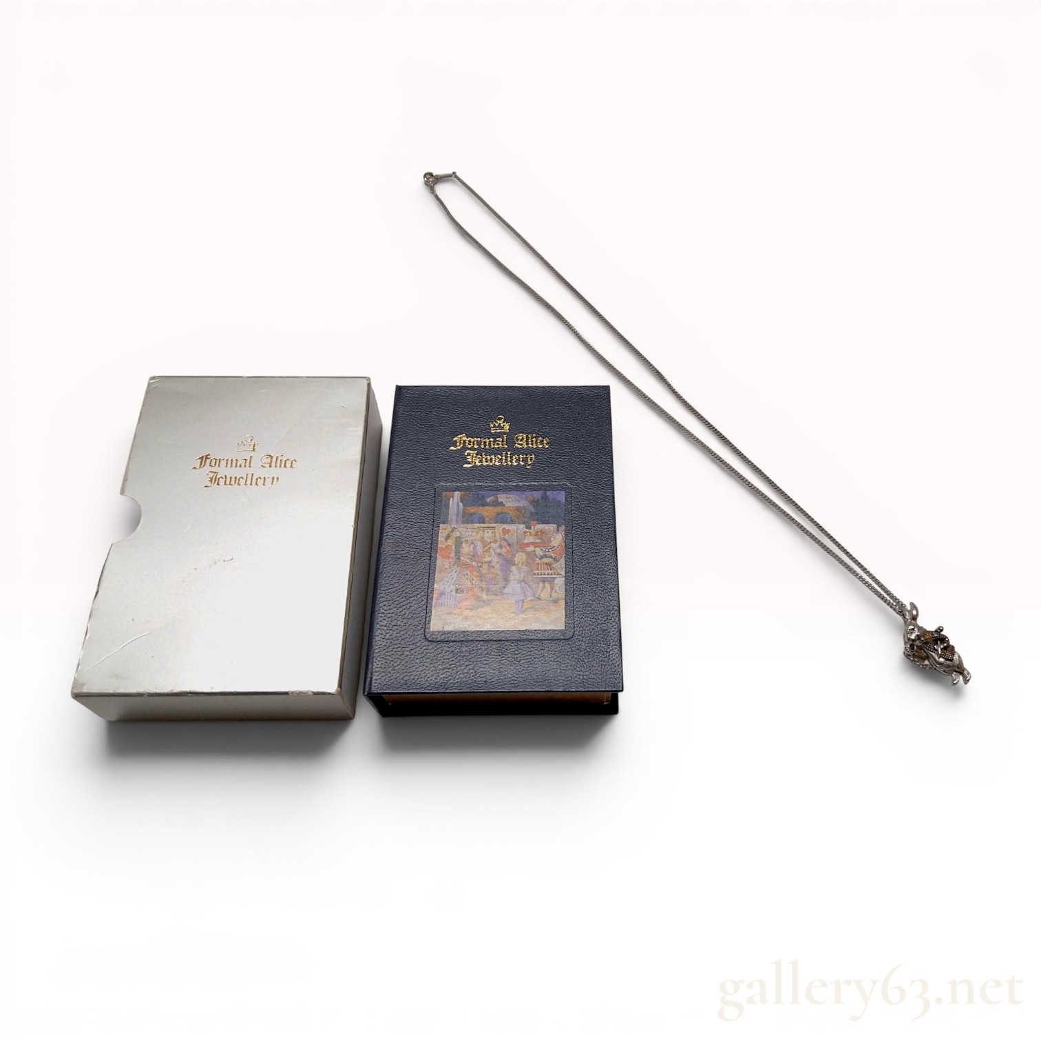 Formal Alice Jewellery Sterling Silver Alice in Wonderland White Rabbit Pendant Necklace w/Box