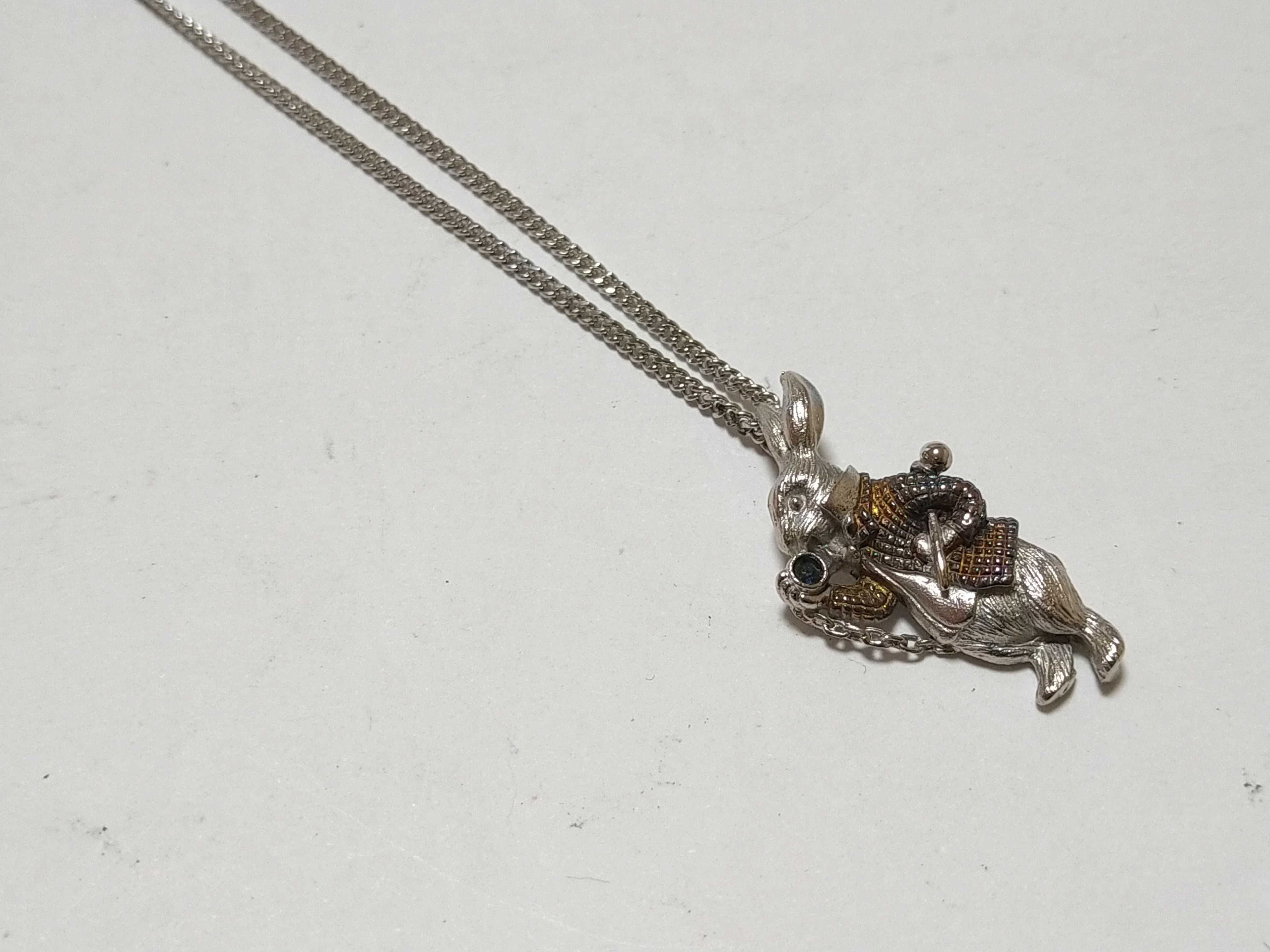 Formal Alice Jewellery Sterling Silver Alice in Wonderland White Rabbit Pendant Necklace w/Box