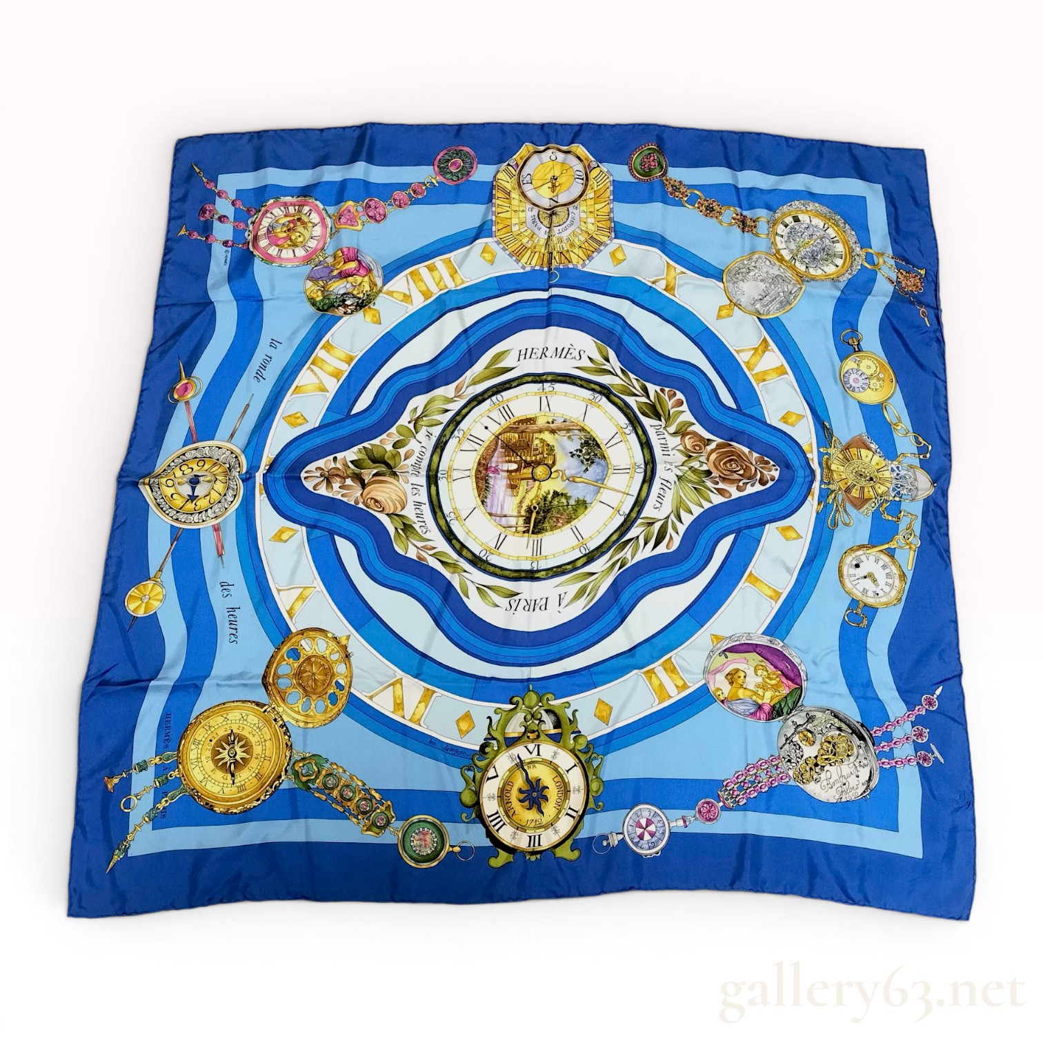 Hermes La Ronde des Heures Silk Scarf by Loic Dubigeon