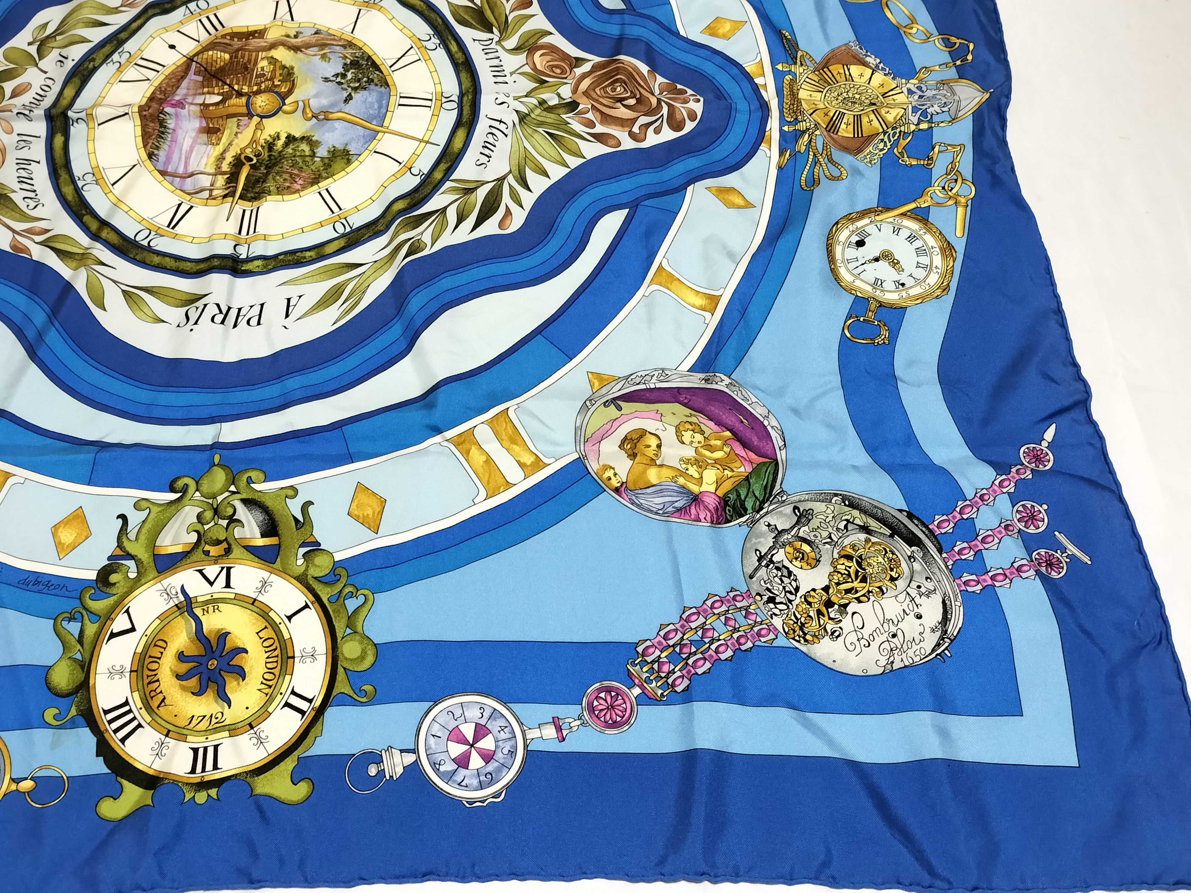Hermes La Ronde des Heures Silk Scarf by Loic Dubigeon