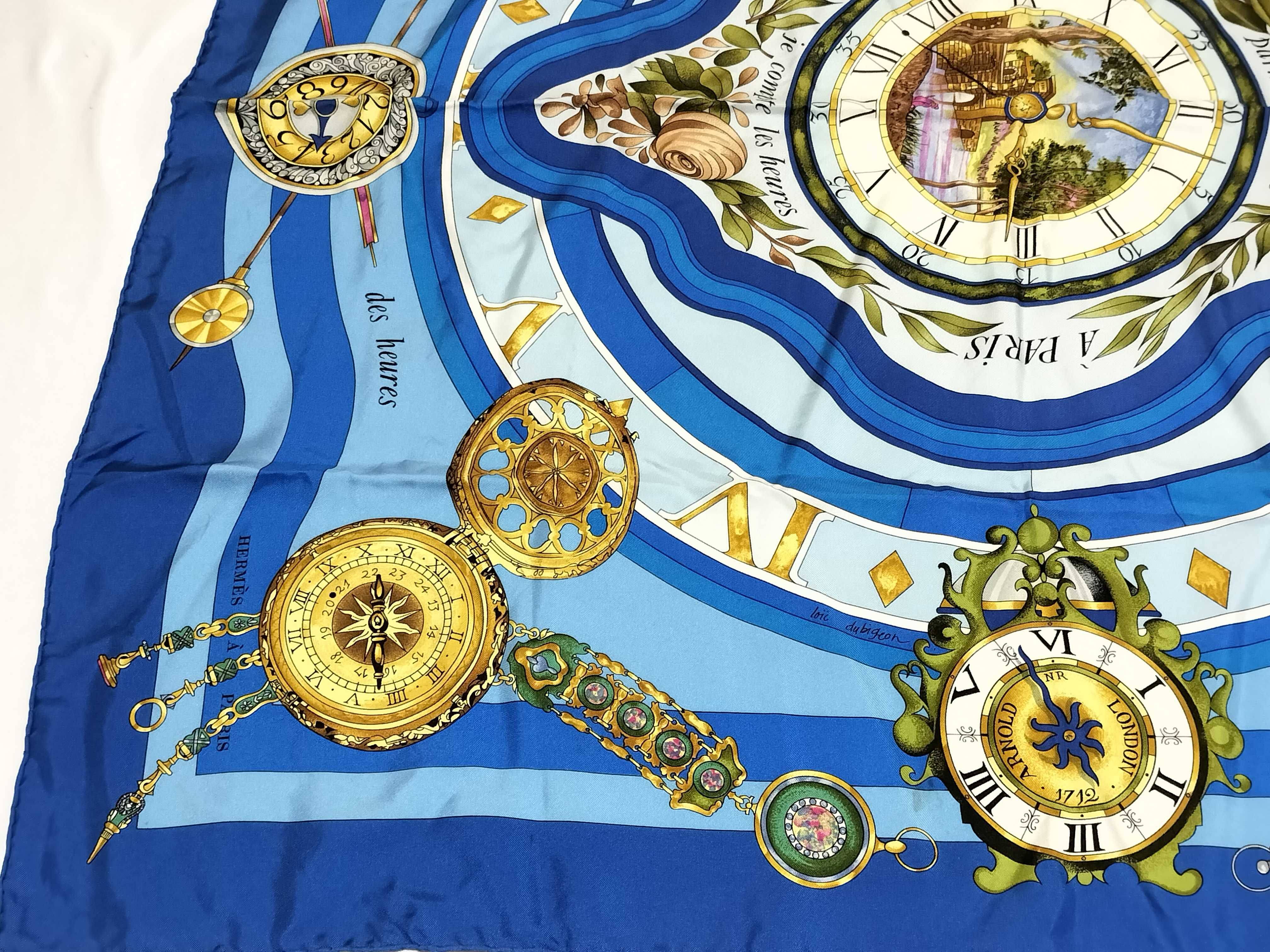 Hermes La Ronde des Heures Silk Scarf by Loic Dubigeon