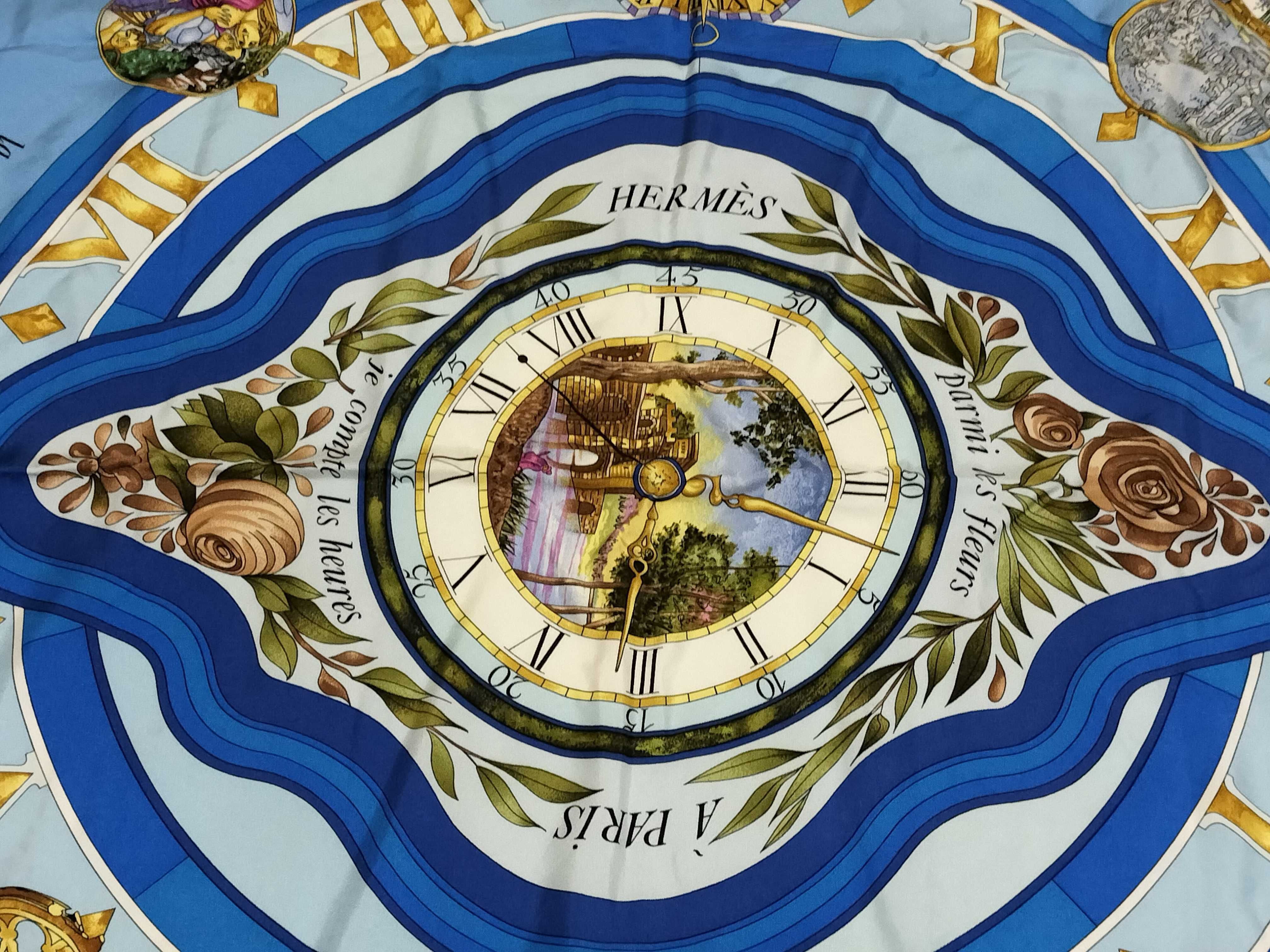 Hermes La Ronde des Heures Silk Scarf by Loic Dubigeon