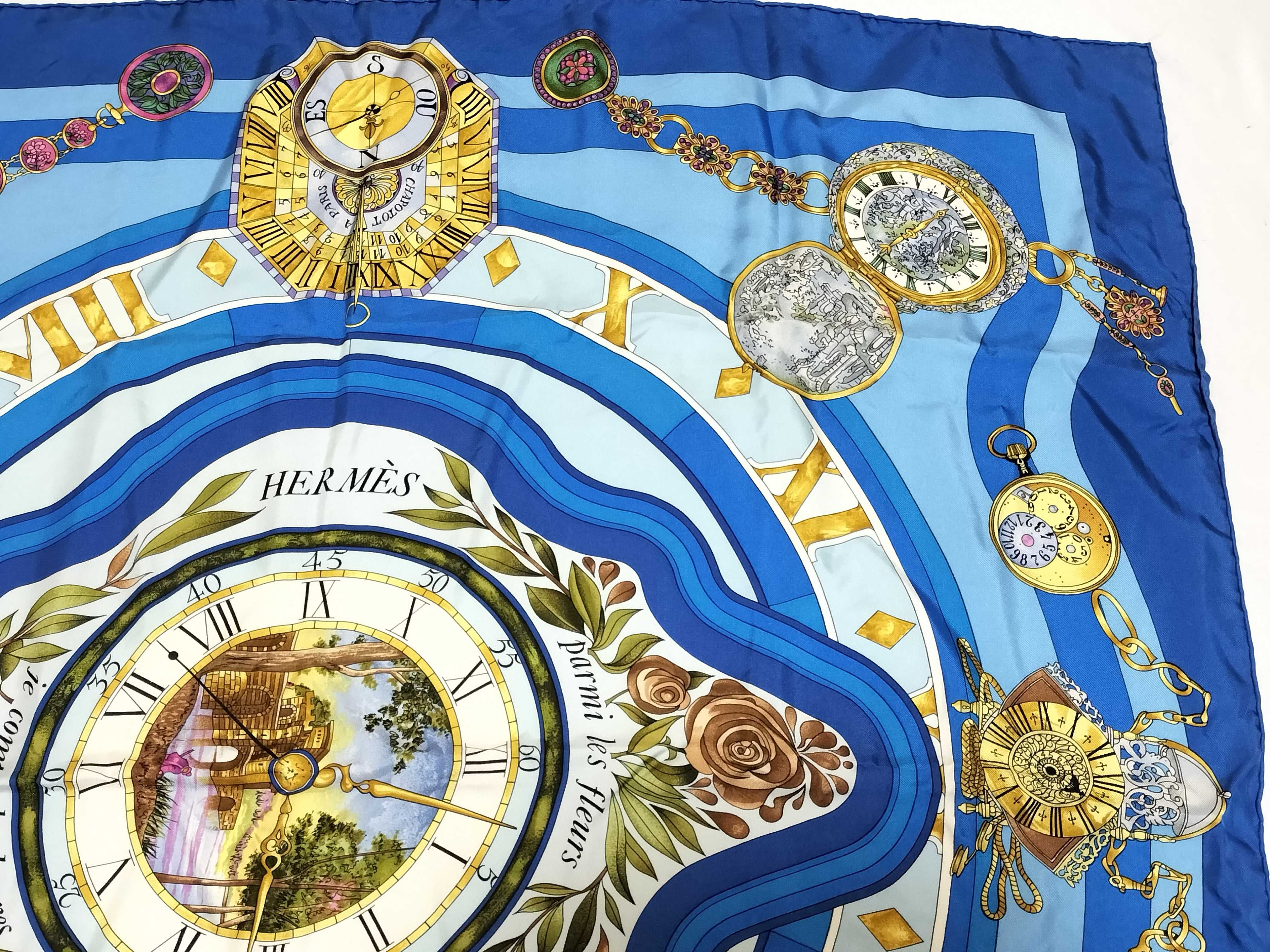 Hermes La Ronde des Heures Silk Scarf by Loic Dubigeon