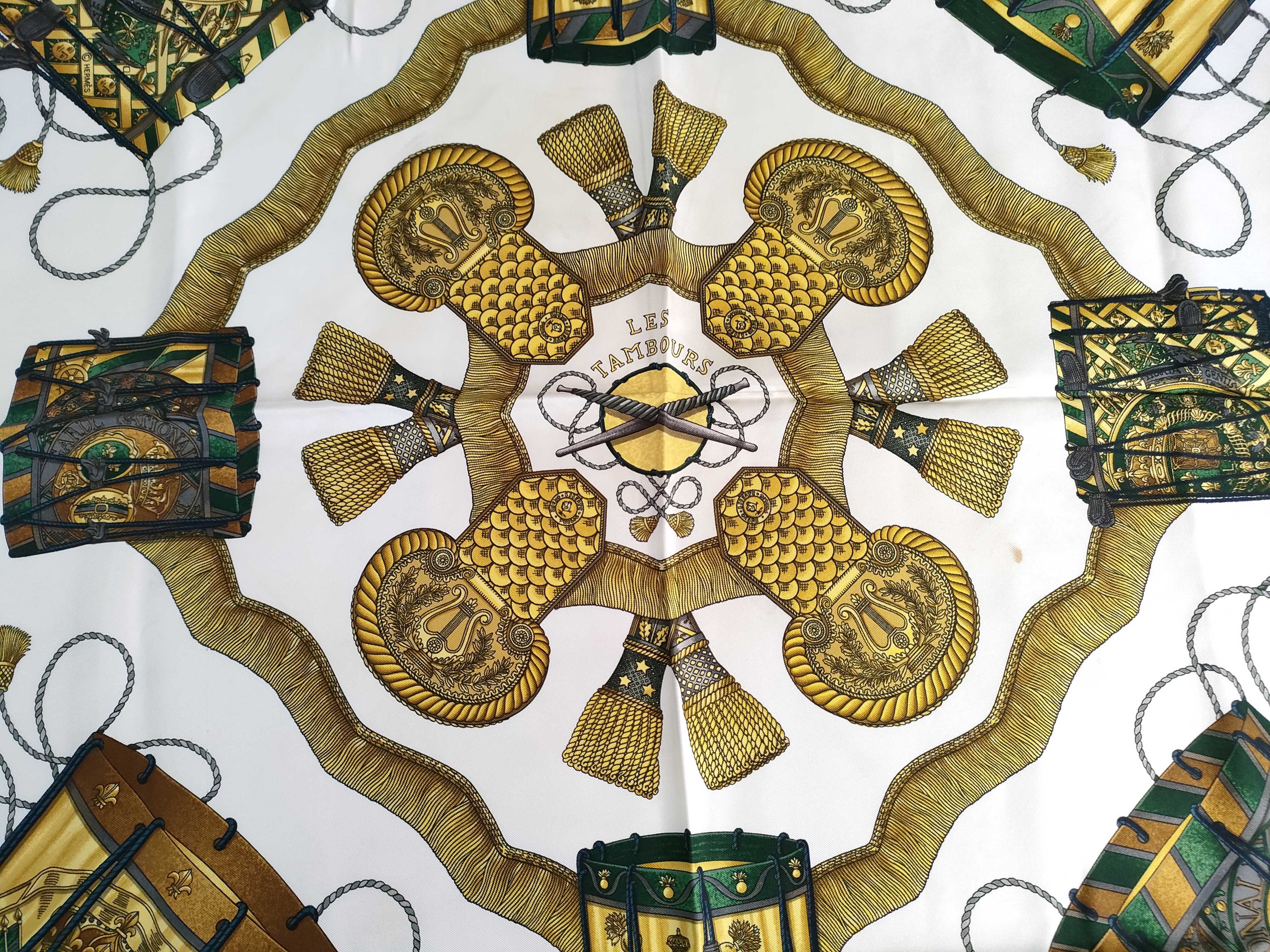 Hermes Joachim Metz Les Tambours Silk Carre 90 Scarf