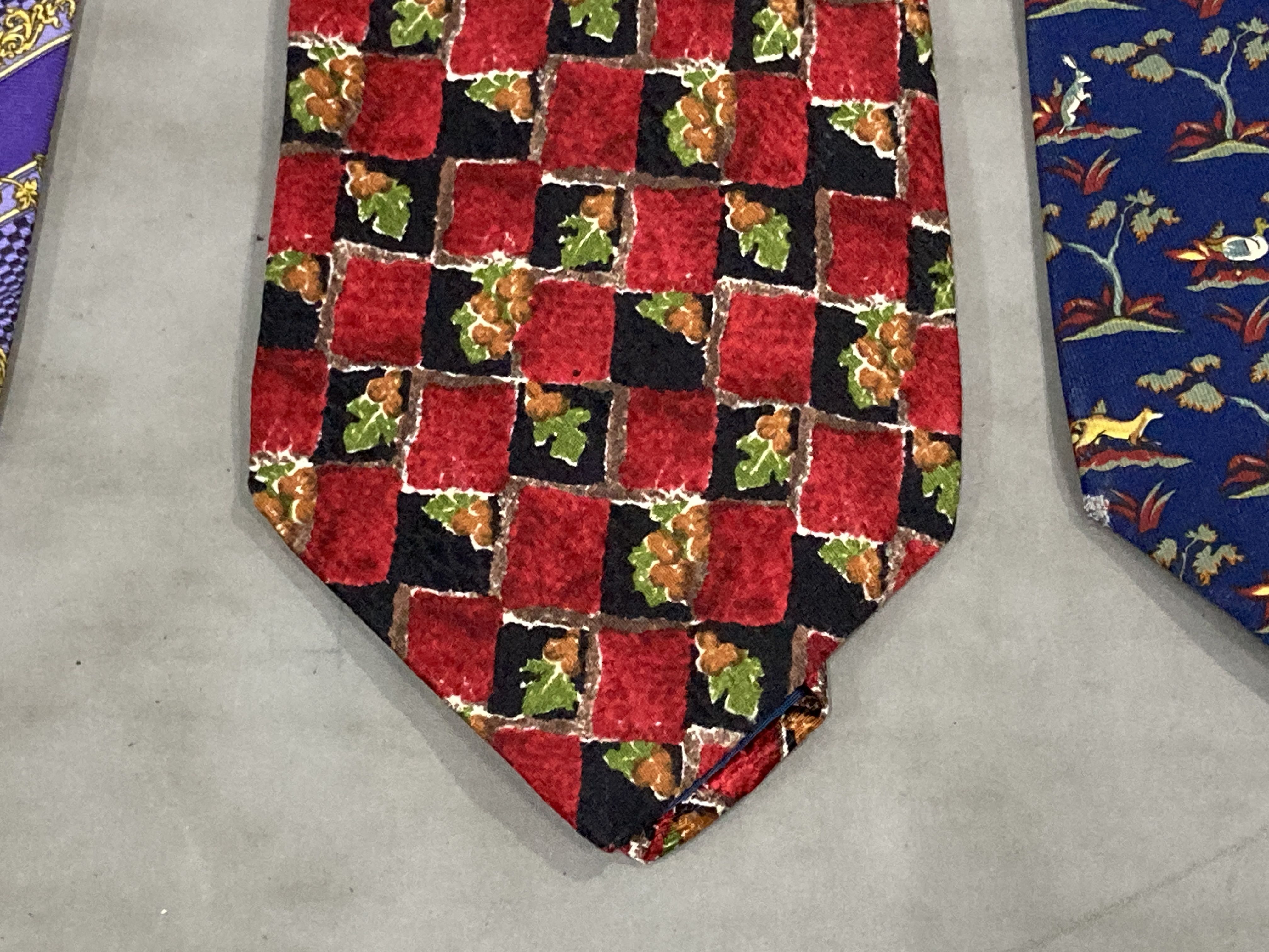 Four Designer Silk Neckties by Salvatore Ferragamo, Gianni Versace, and Givenchy