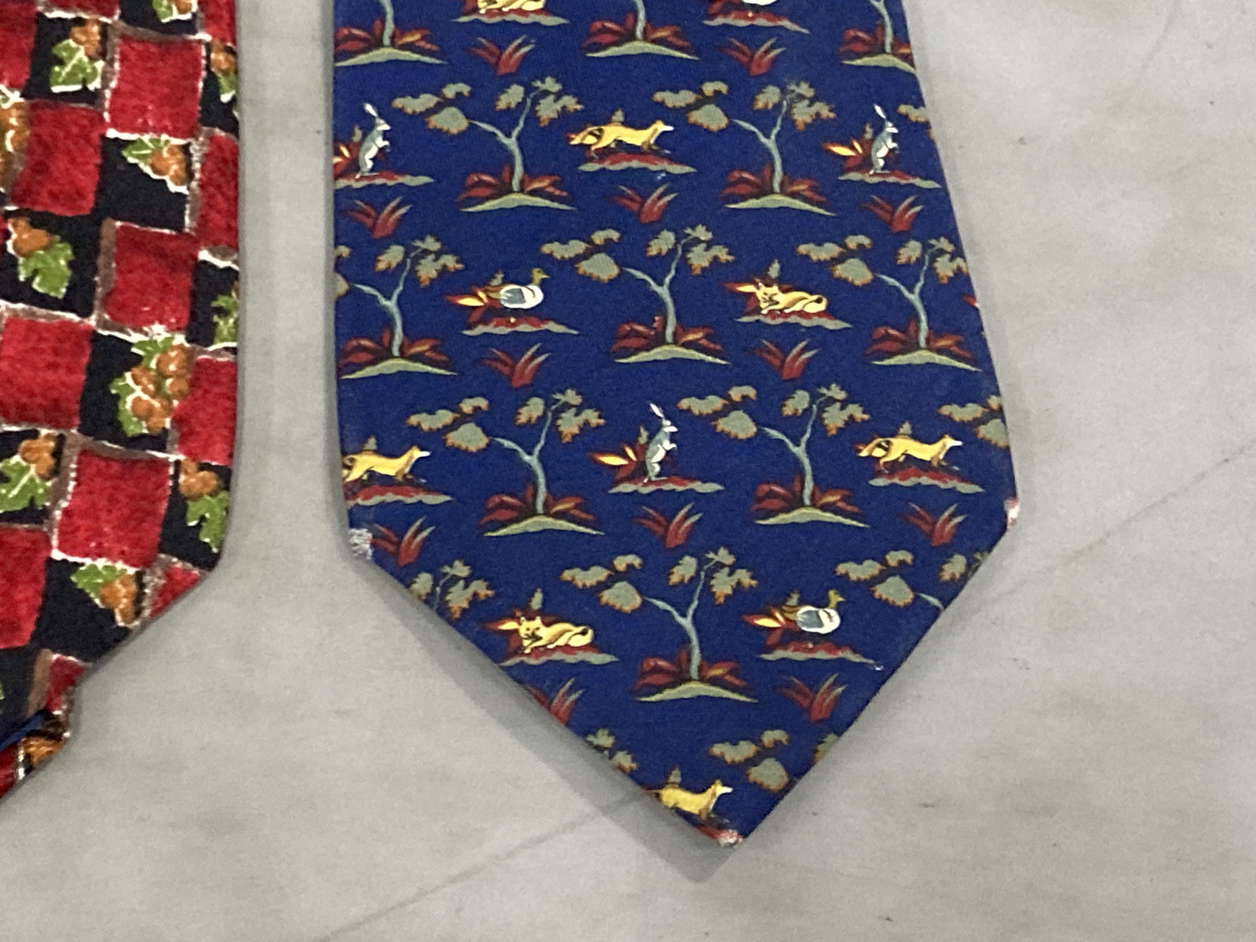 Four Designer Silk Neckties by Salvatore Ferragamo, Gianni Versace, and Givenchy