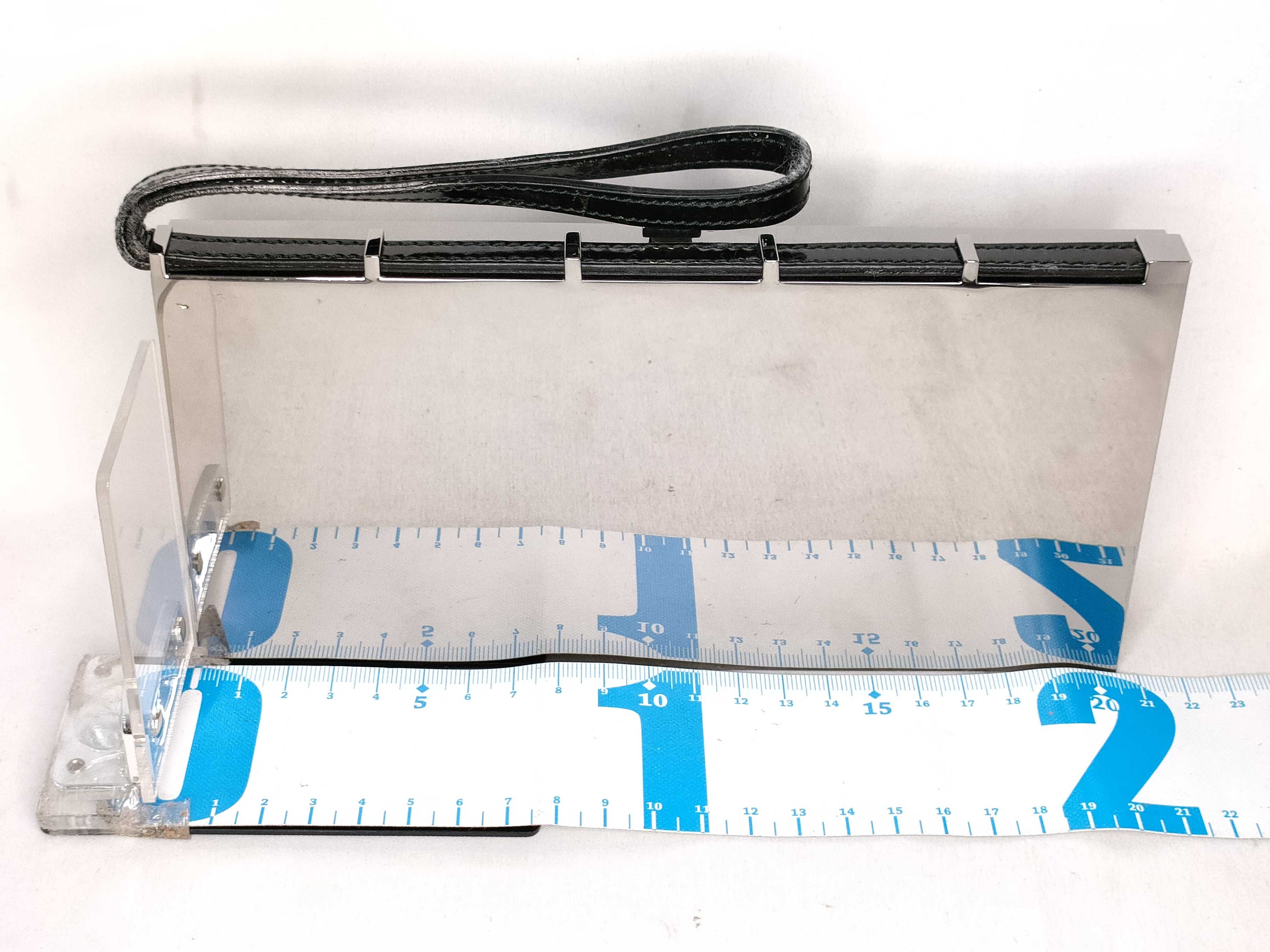 Yves Saint Laurent Mirror-Finish Hard Case Evening Clutch, Silver and Black Patent Leather