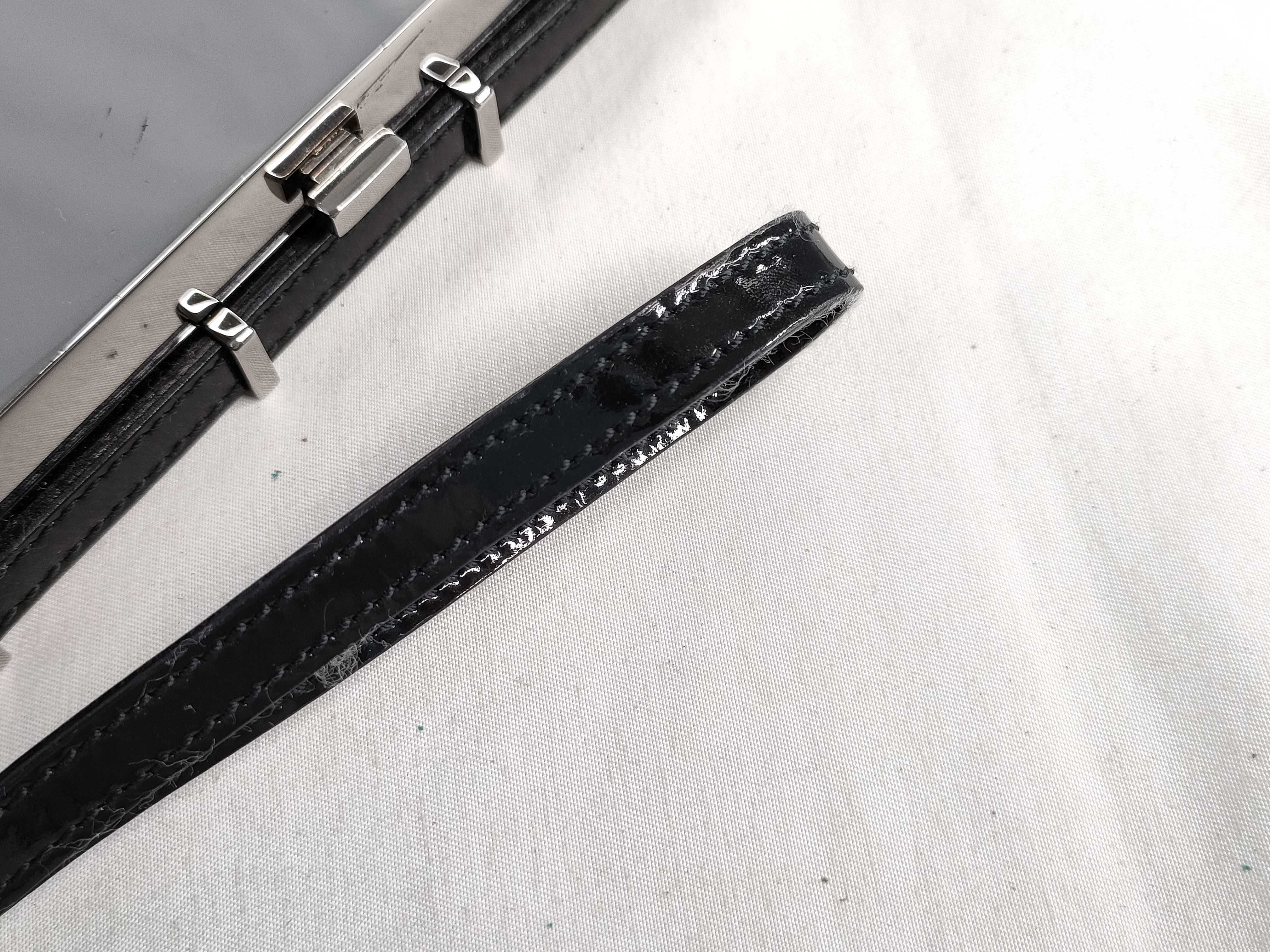 Yves Saint Laurent Mirror-Finish Hard Case Evening Clutch, Silver and Black Patent Leather