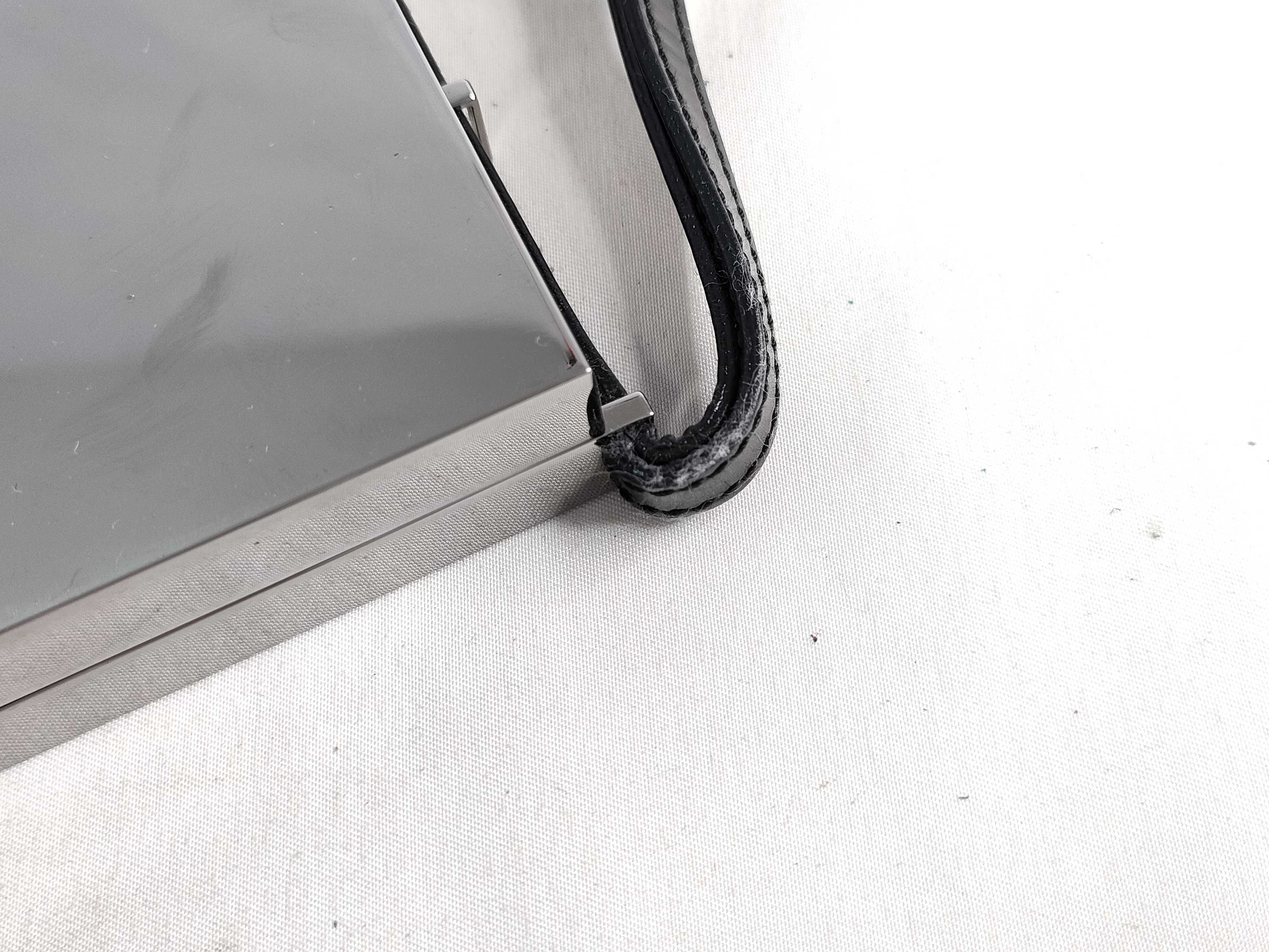 Yves Saint Laurent Mirror-Finish Hard Case Evening Clutch, Silver and Black Patent Leather