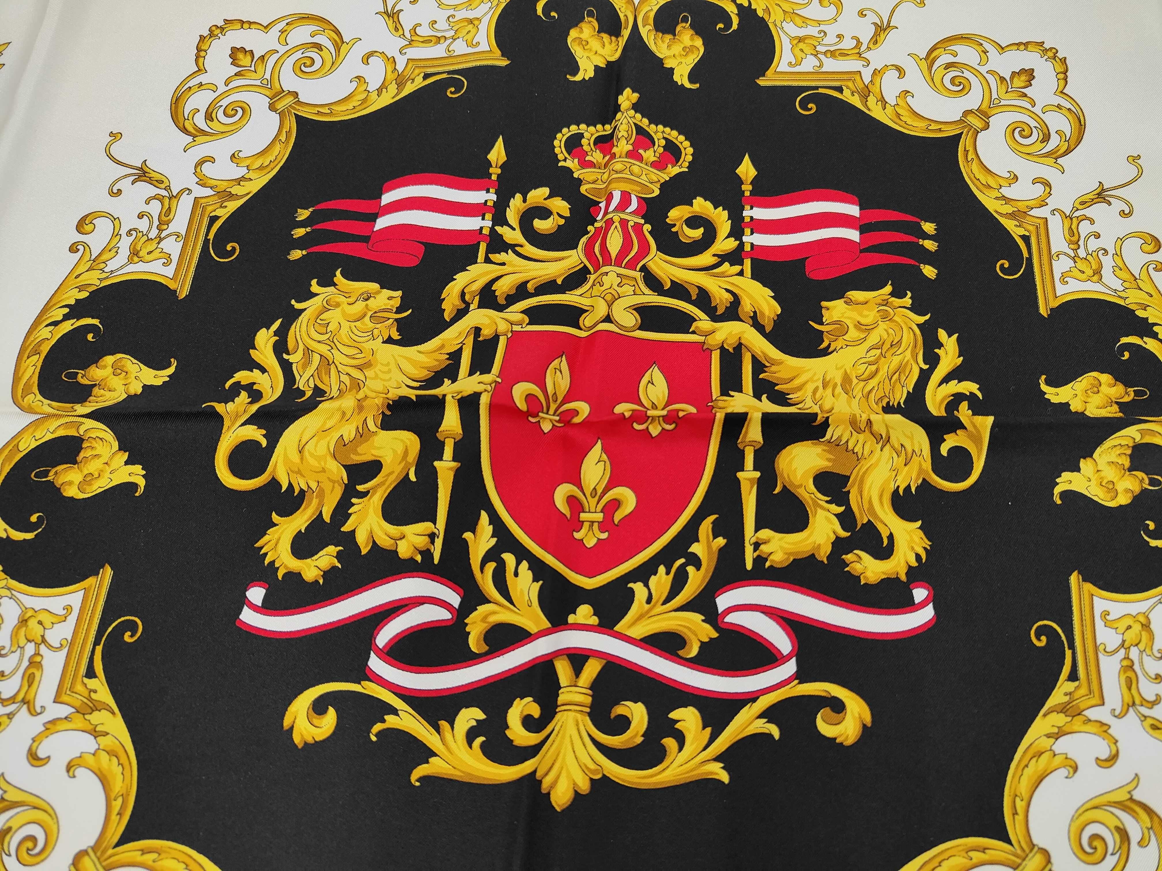 Celine Paris Vintage Heraldic Crest Silk Twill Scarf
