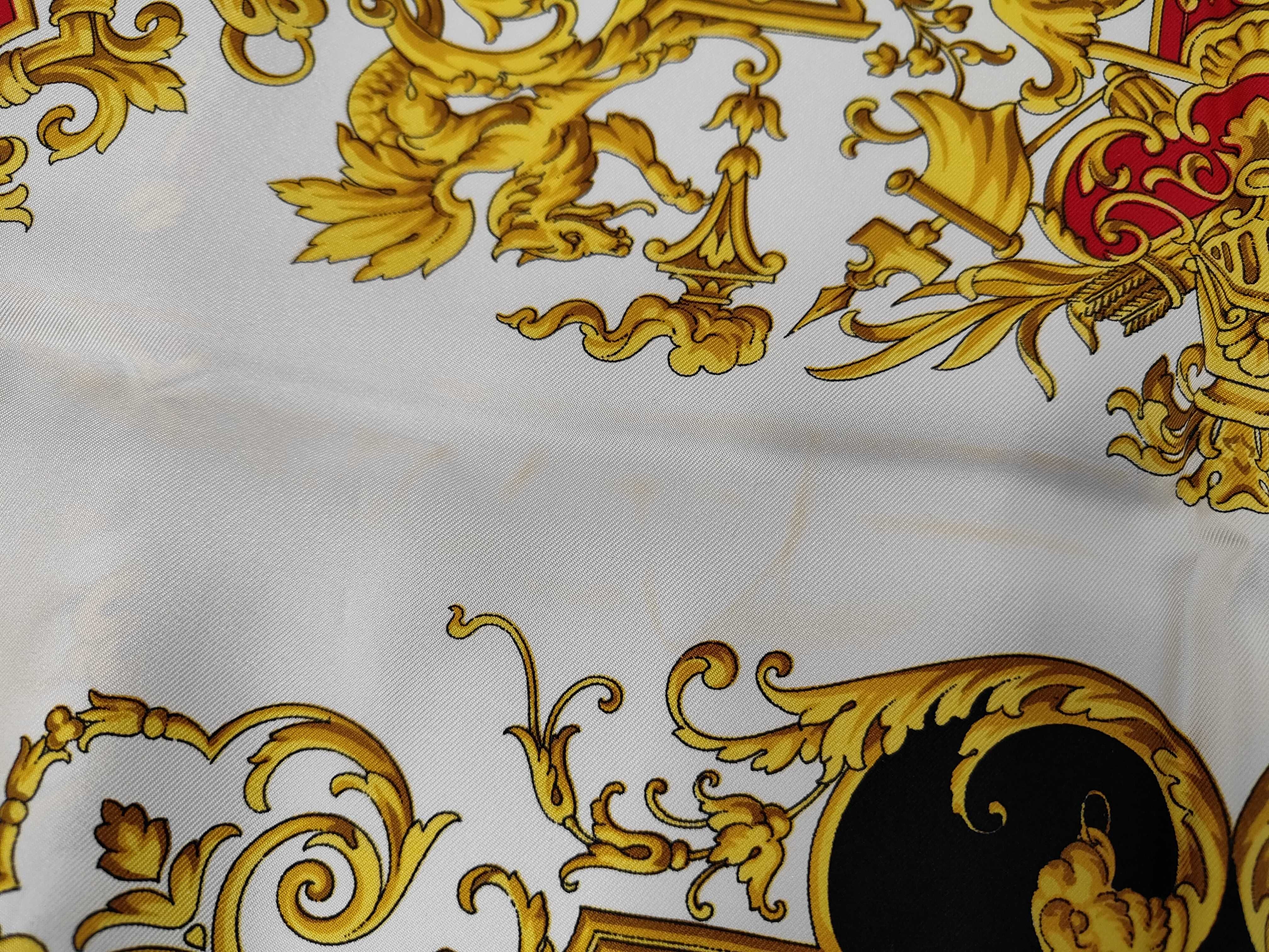 Celine Paris Vintage Heraldic Crest Silk Twill Scarf