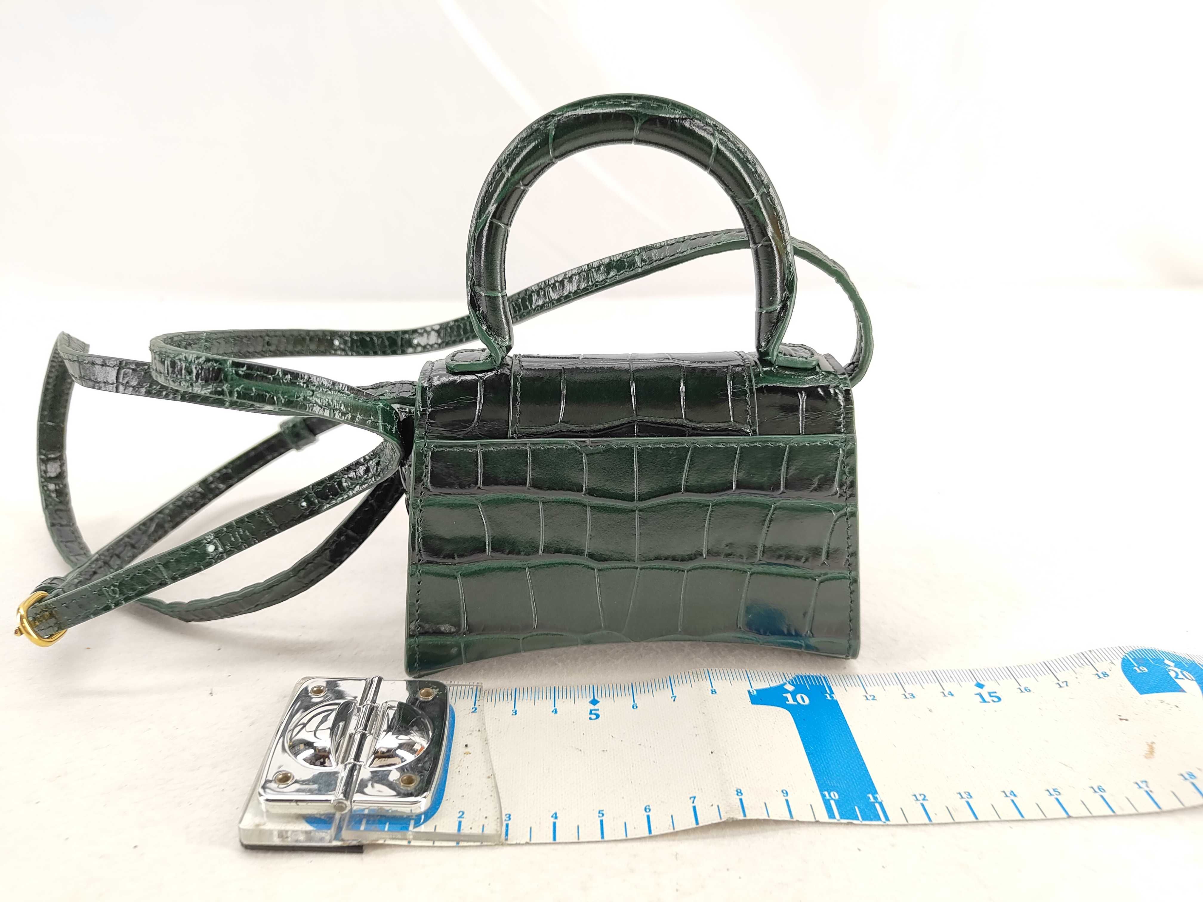 Balenciaga Hourglass Mini Crocodile Embossed Leather Top Handle Bag