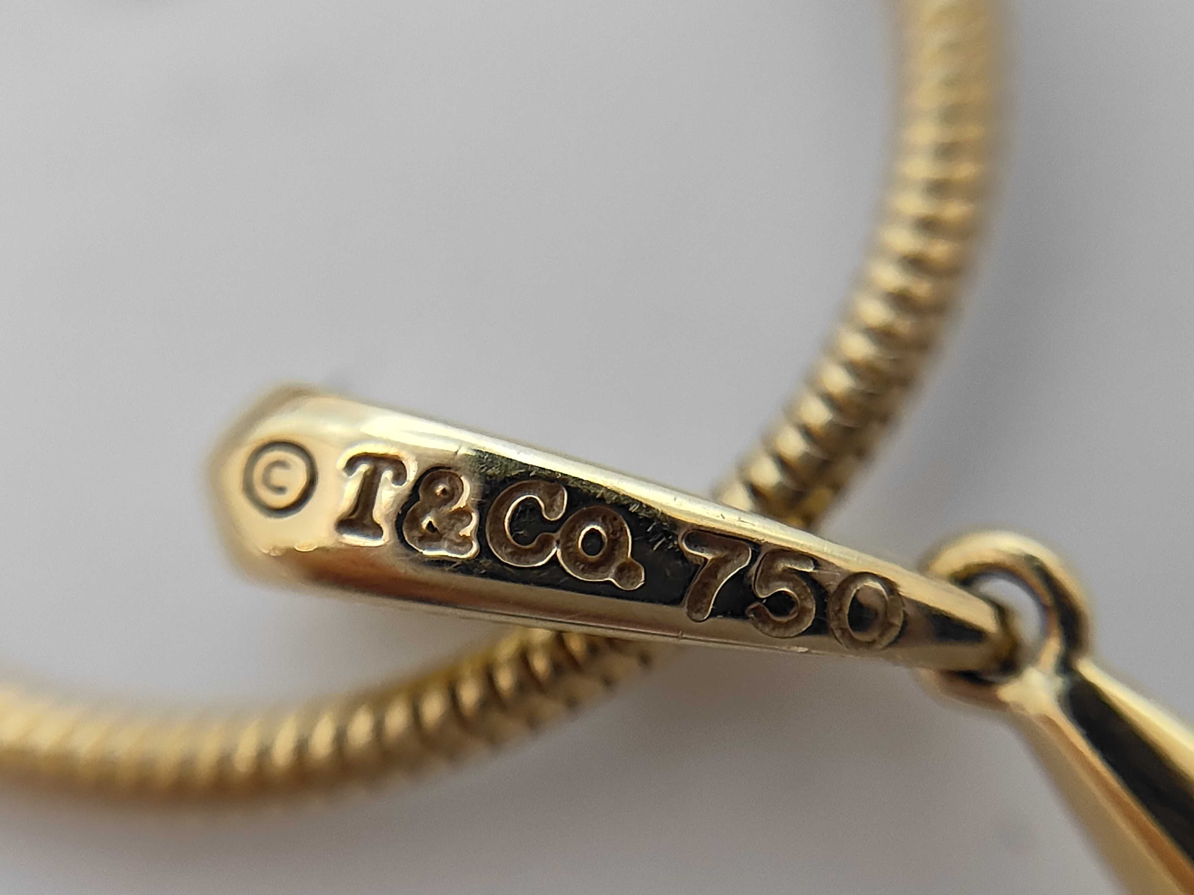 Tiffany & Co. 18K Yellow Gold Feather Pendant Snake Chain Necklace