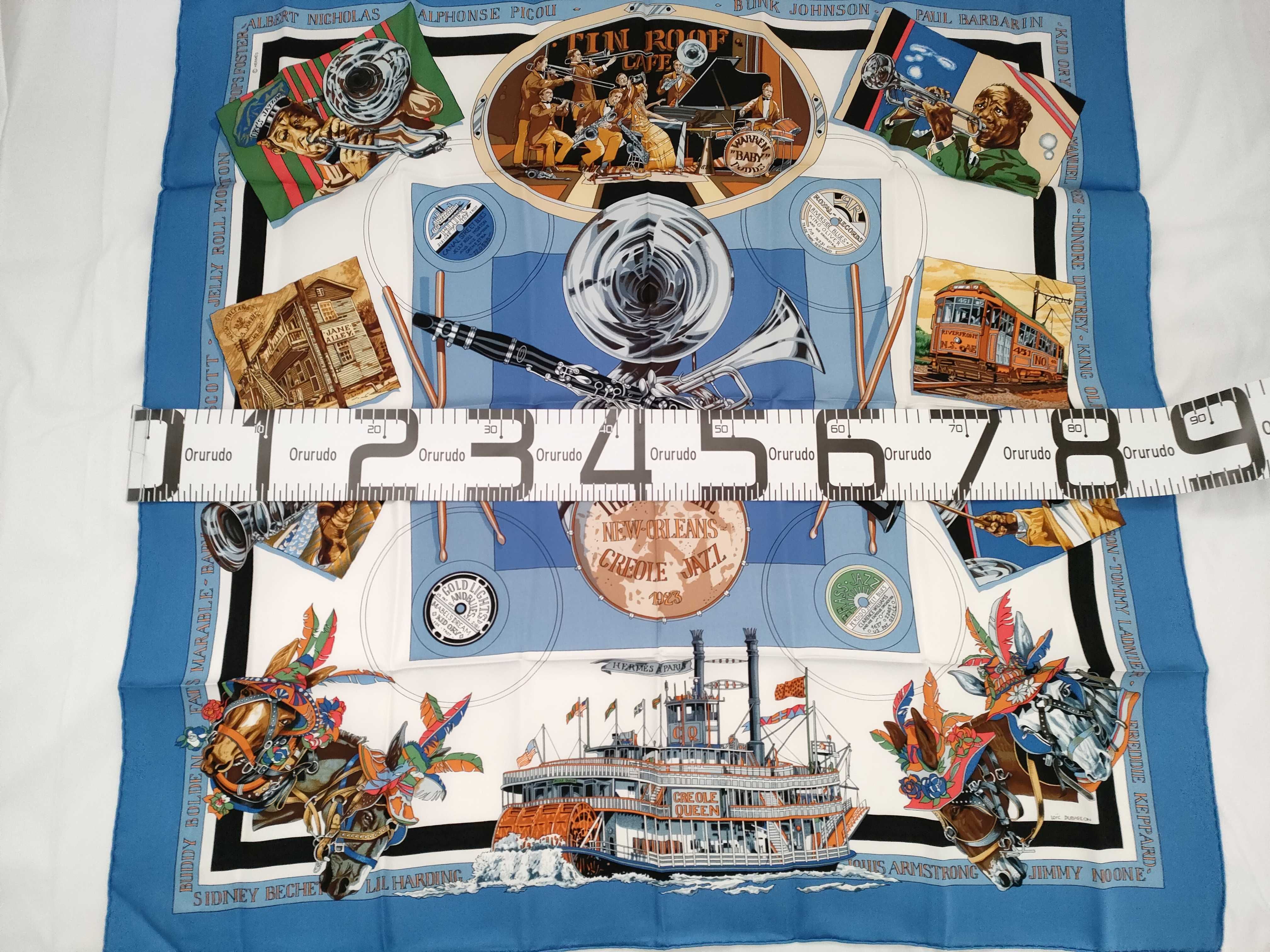 Hermes The Original New Orleans Creole Jazz 1923 Silk Scarf by Loic Dubigeon