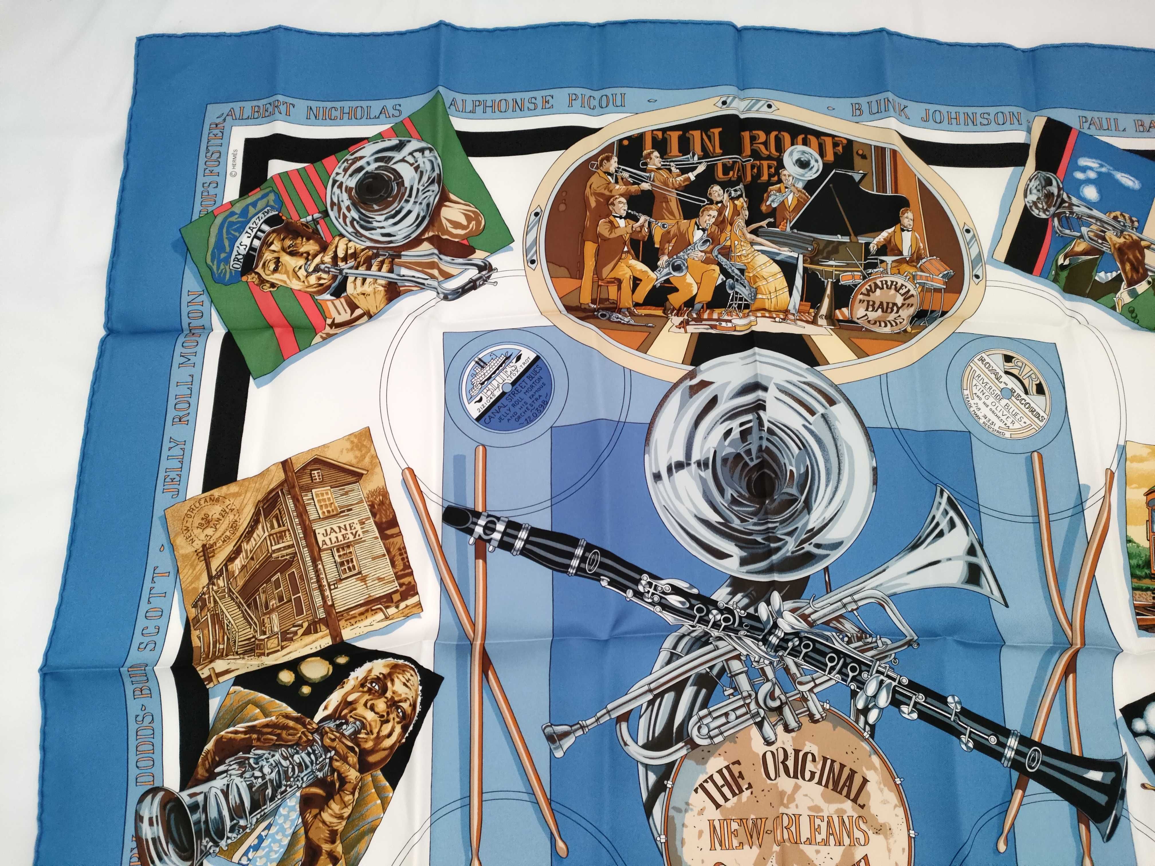 Hermes The Original New Orleans Creole Jazz 1923 Silk Scarf by Loic Dubigeon