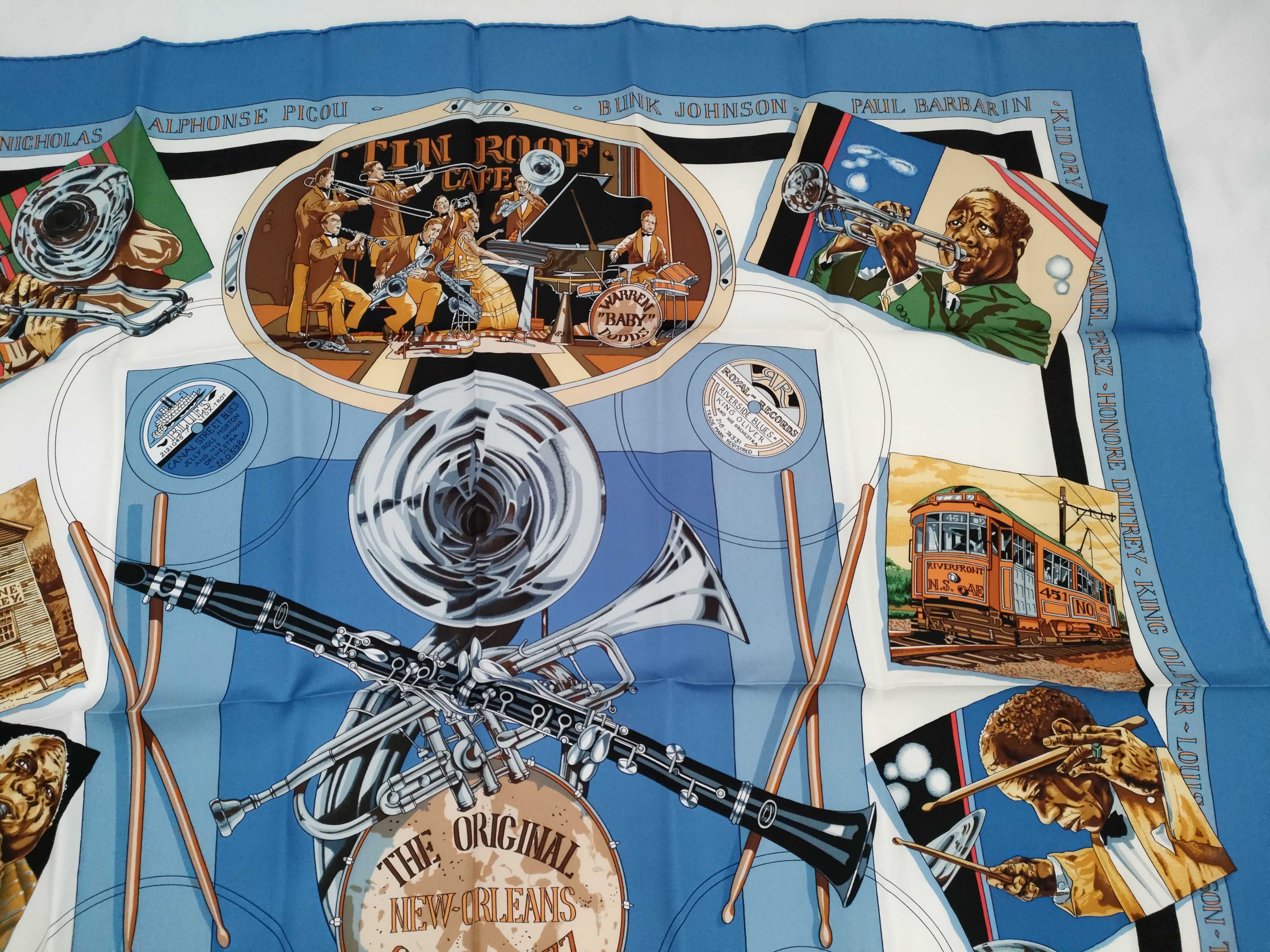 Hermes The Original New Orleans Creole Jazz 1923 Silk Scarf by Loic Dubigeon
