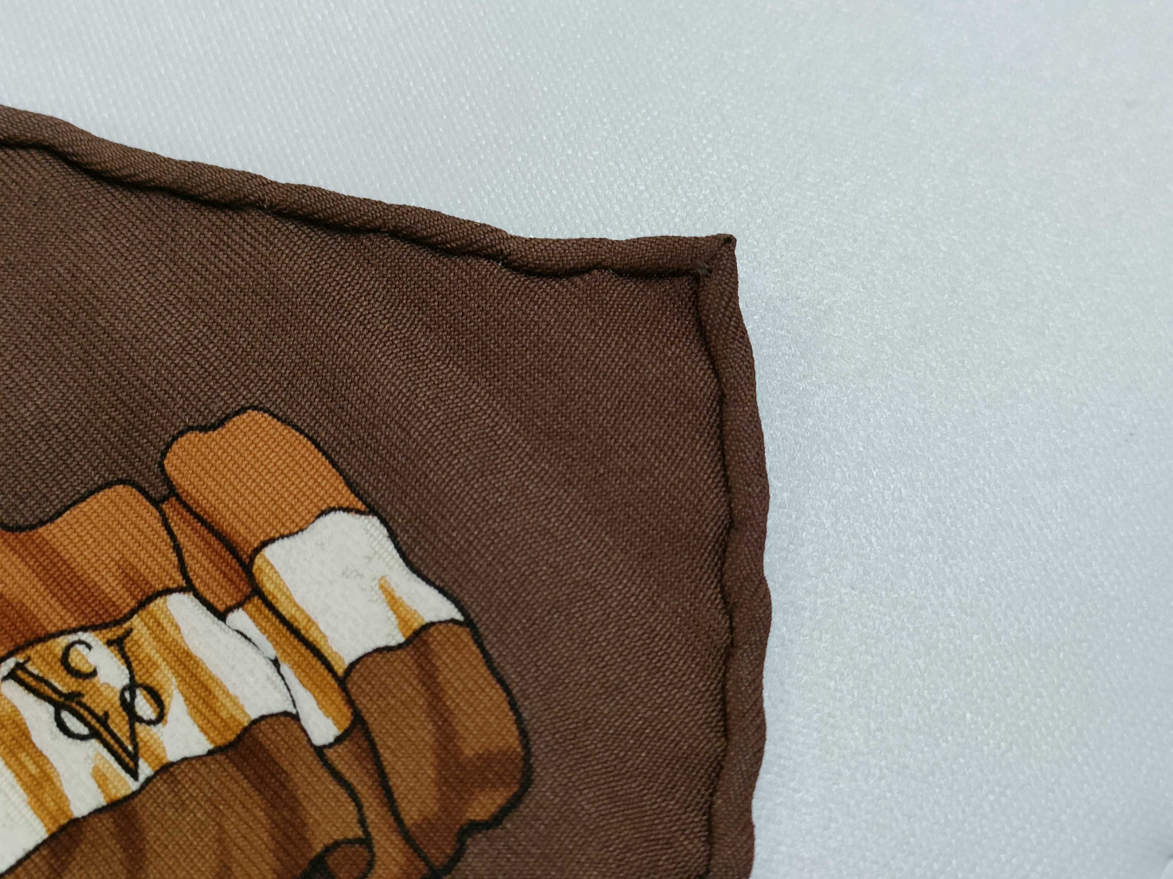 Hermes Pavois Carre 45 Silk Scarf in Brown and Gold with Box
