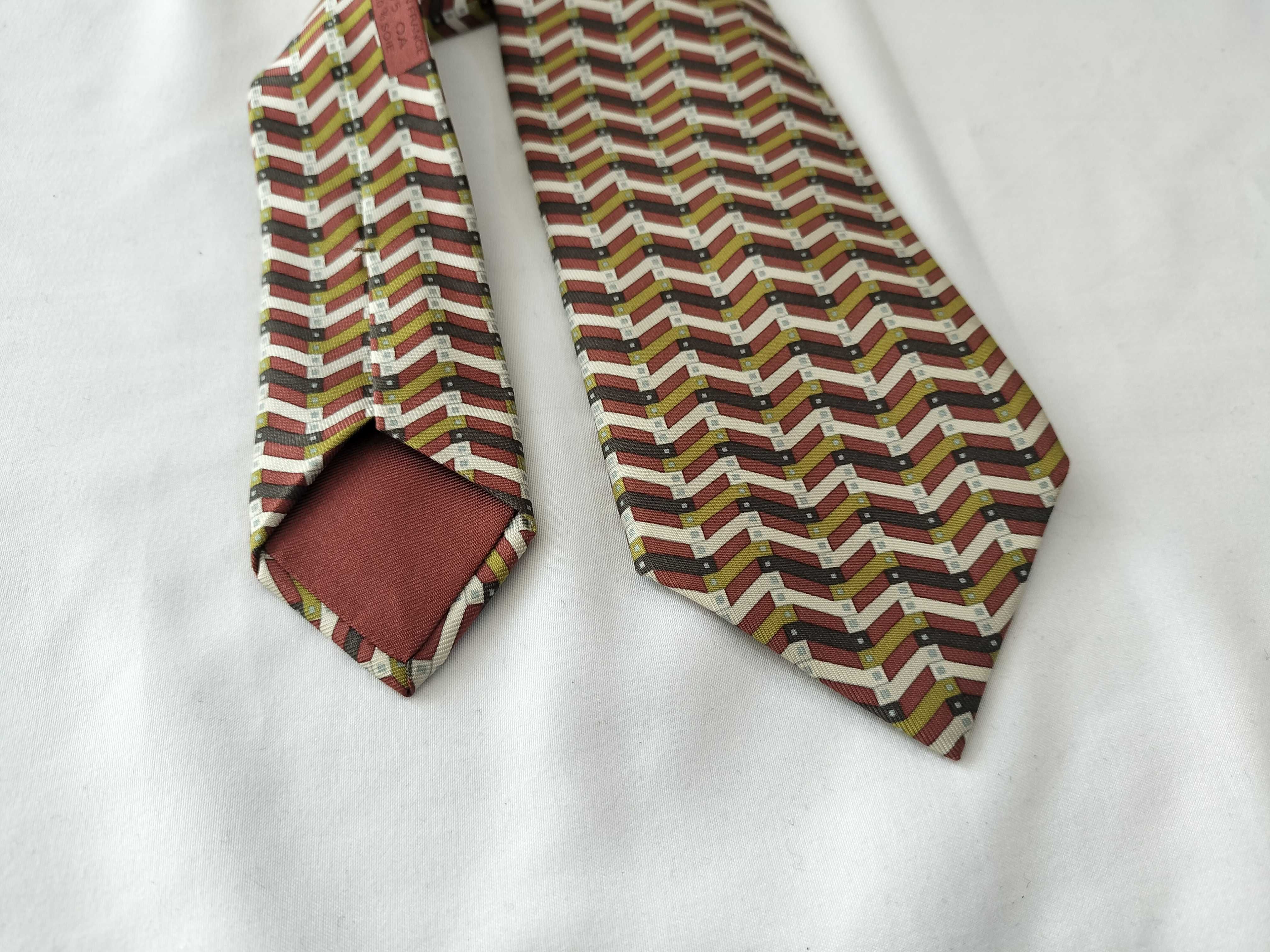 Hermes Paris Silk Geometric Chevron Necktie