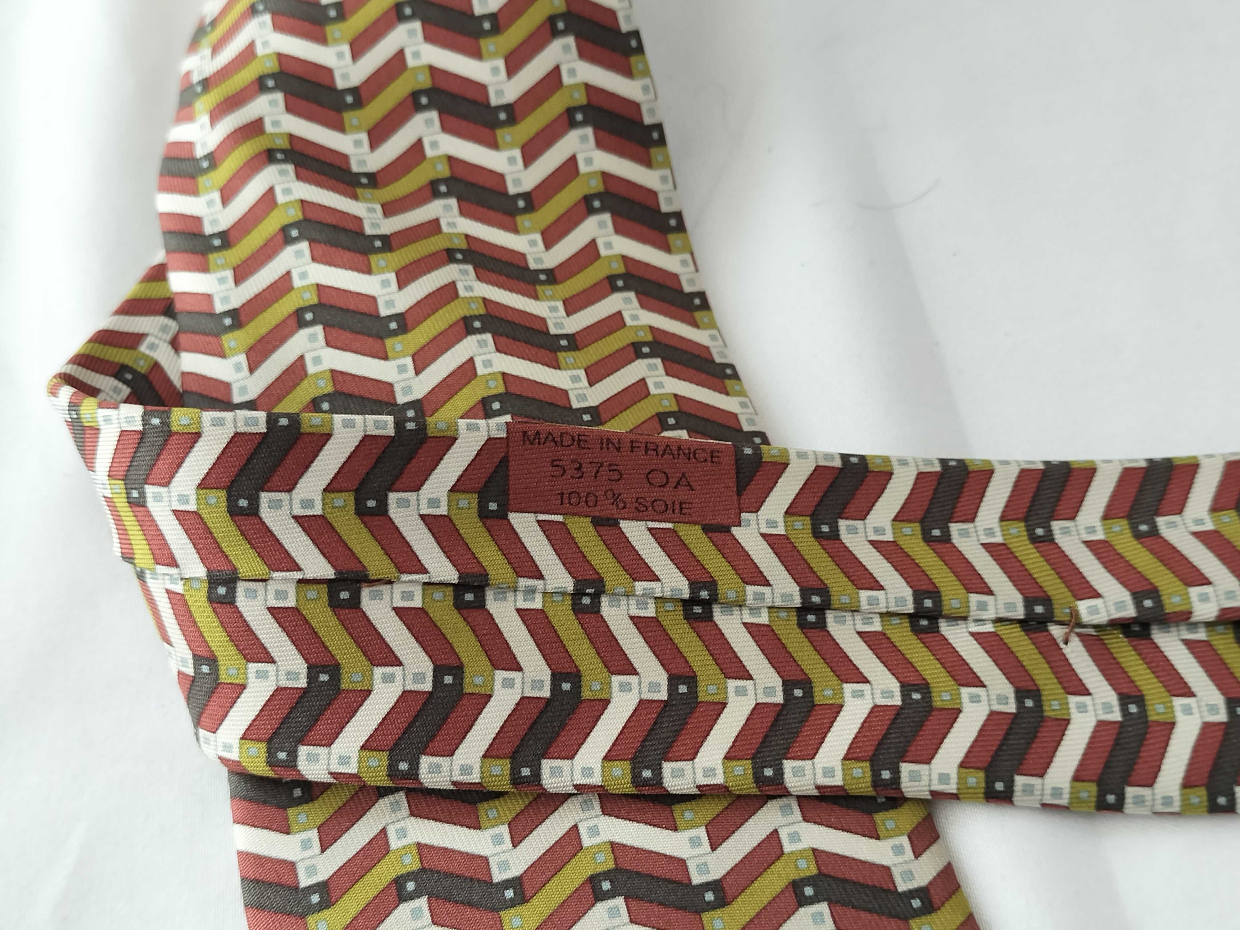 Hermes Paris Silk Geometric Chevron Necktie