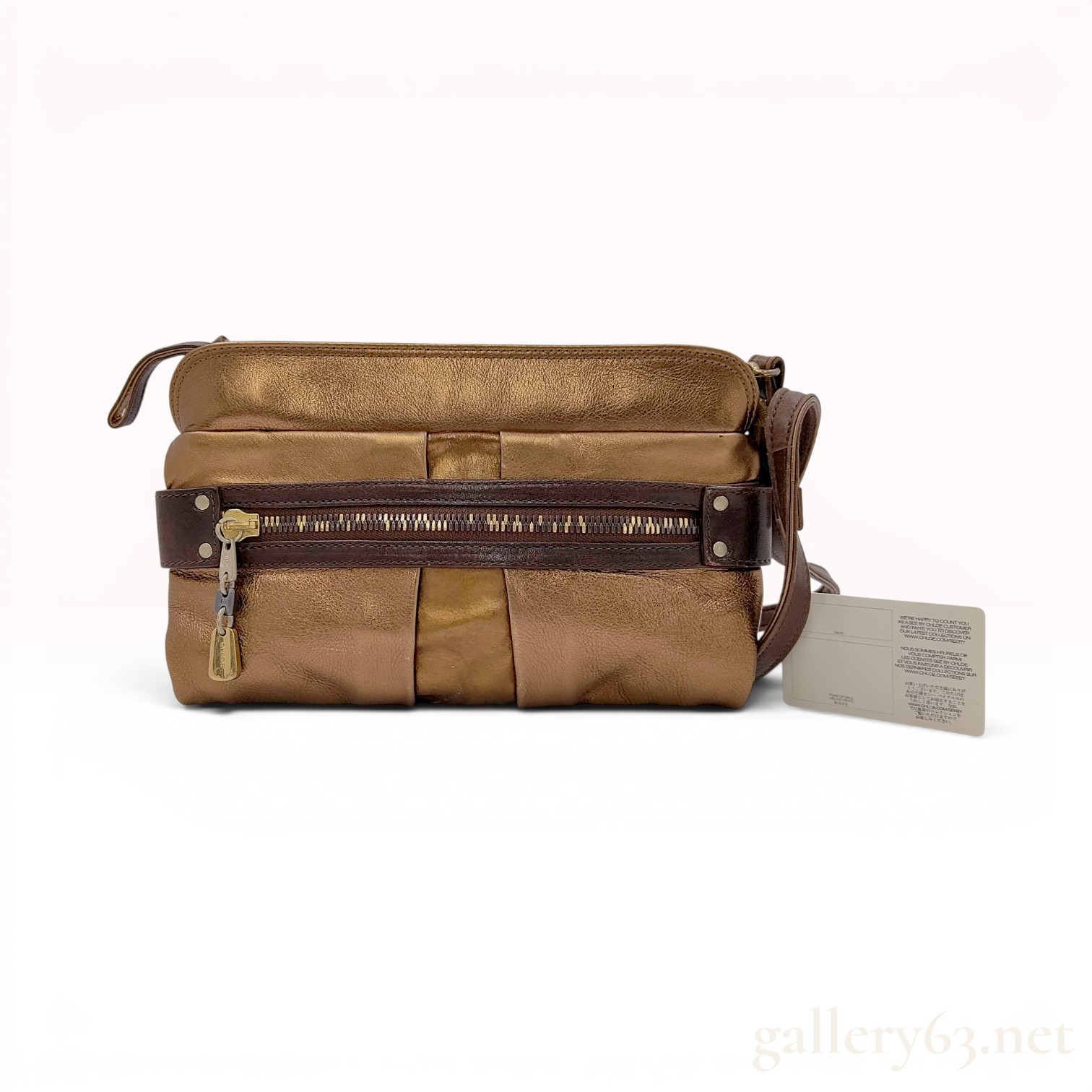 See by Chloe Metallic Bronze Leather Shoulder Bag with Retail Hangtag
