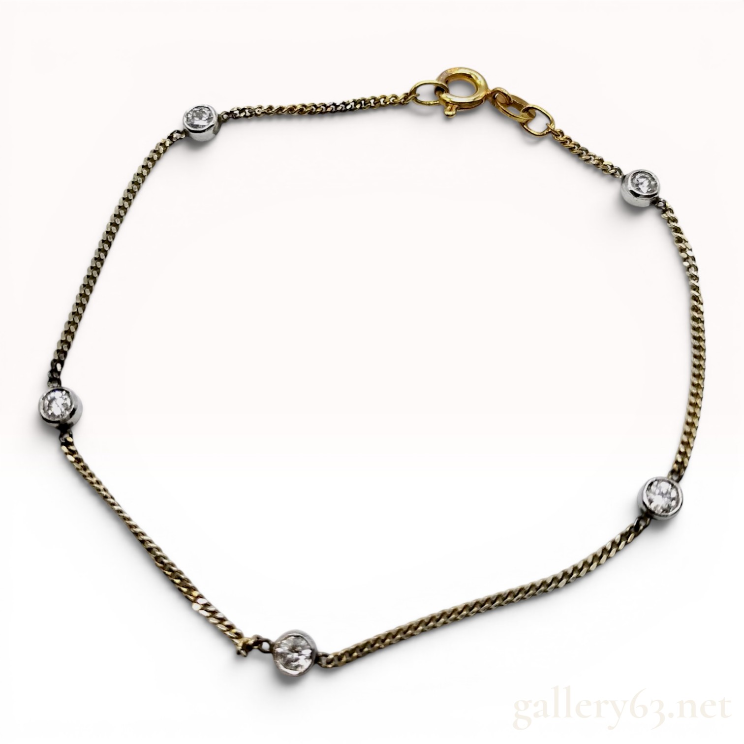 Unoaerre Italian 14K Yellow and White Gold Station Bracelet