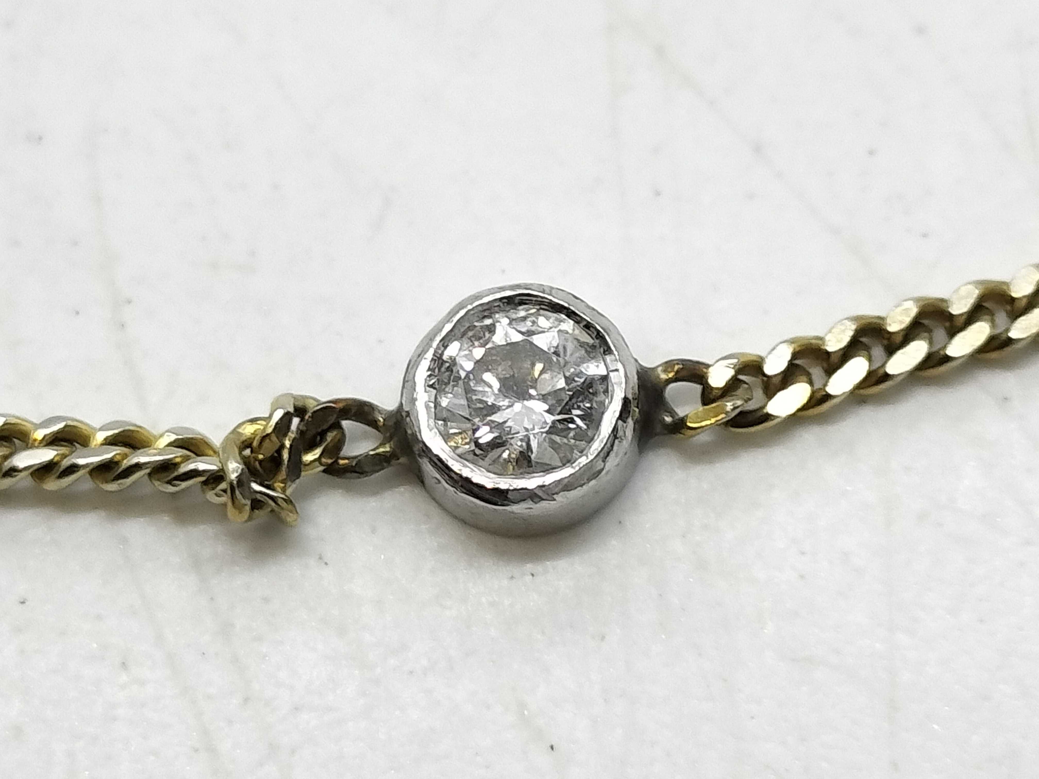 Unoaerre Italian 14K Yellow and White Gold Station Bracelet