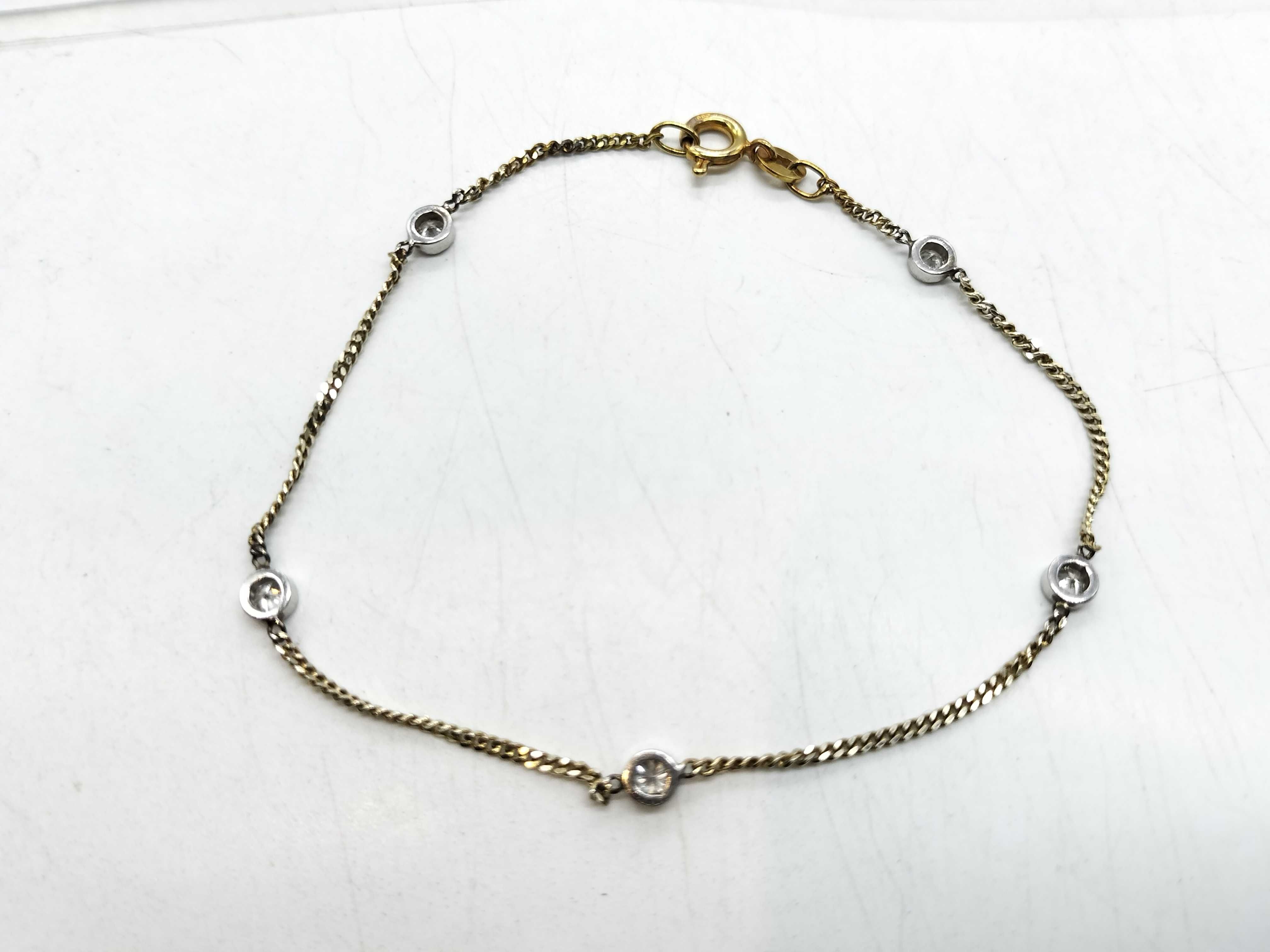 Unoaerre Italian 14K Yellow and White Gold Station Bracelet