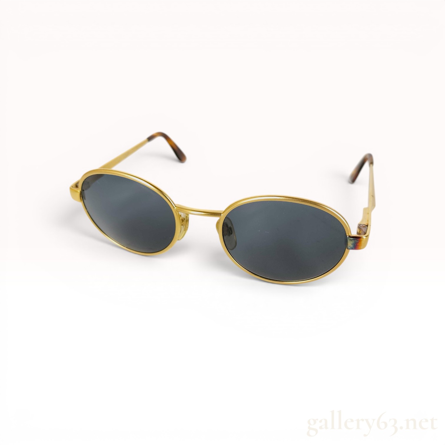 Bvlgari Model 601 Gold-Tone Metal Oval Sunglasses