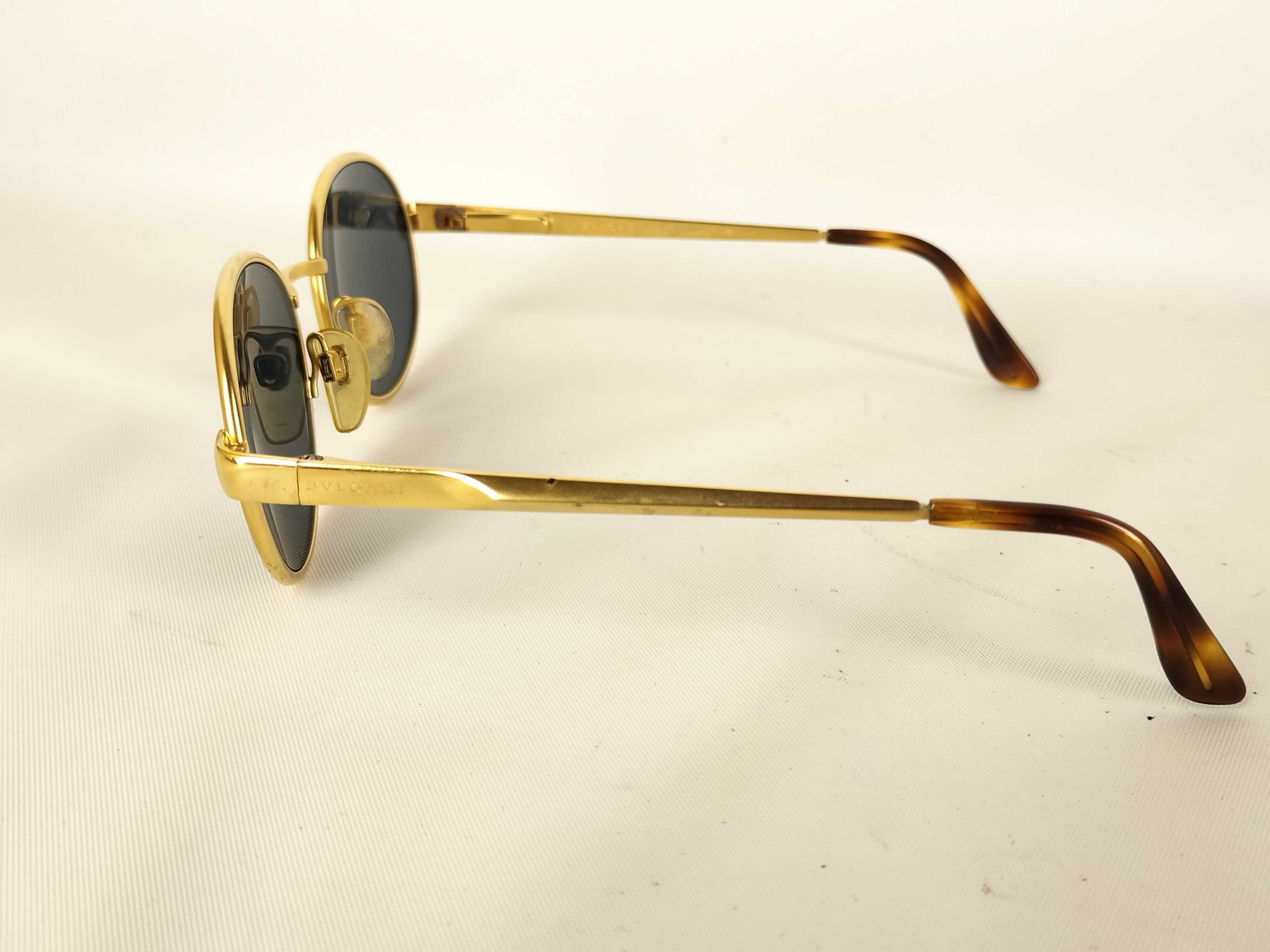 Bvlgari Model 601 Gold-Tone Metal Oval Sunglasses