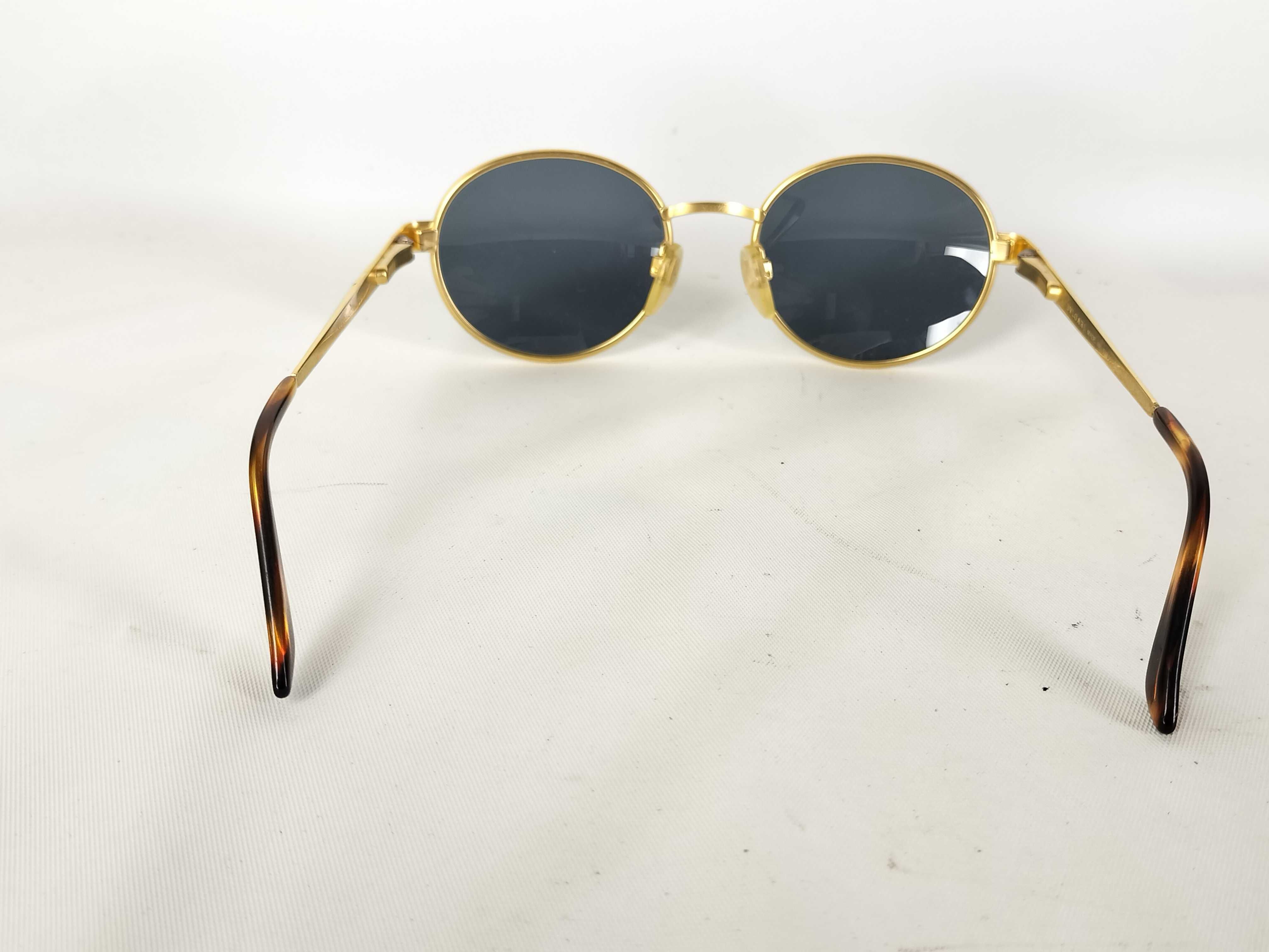 Bvlgari Model 601 Gold-Tone Metal Oval Sunglasses