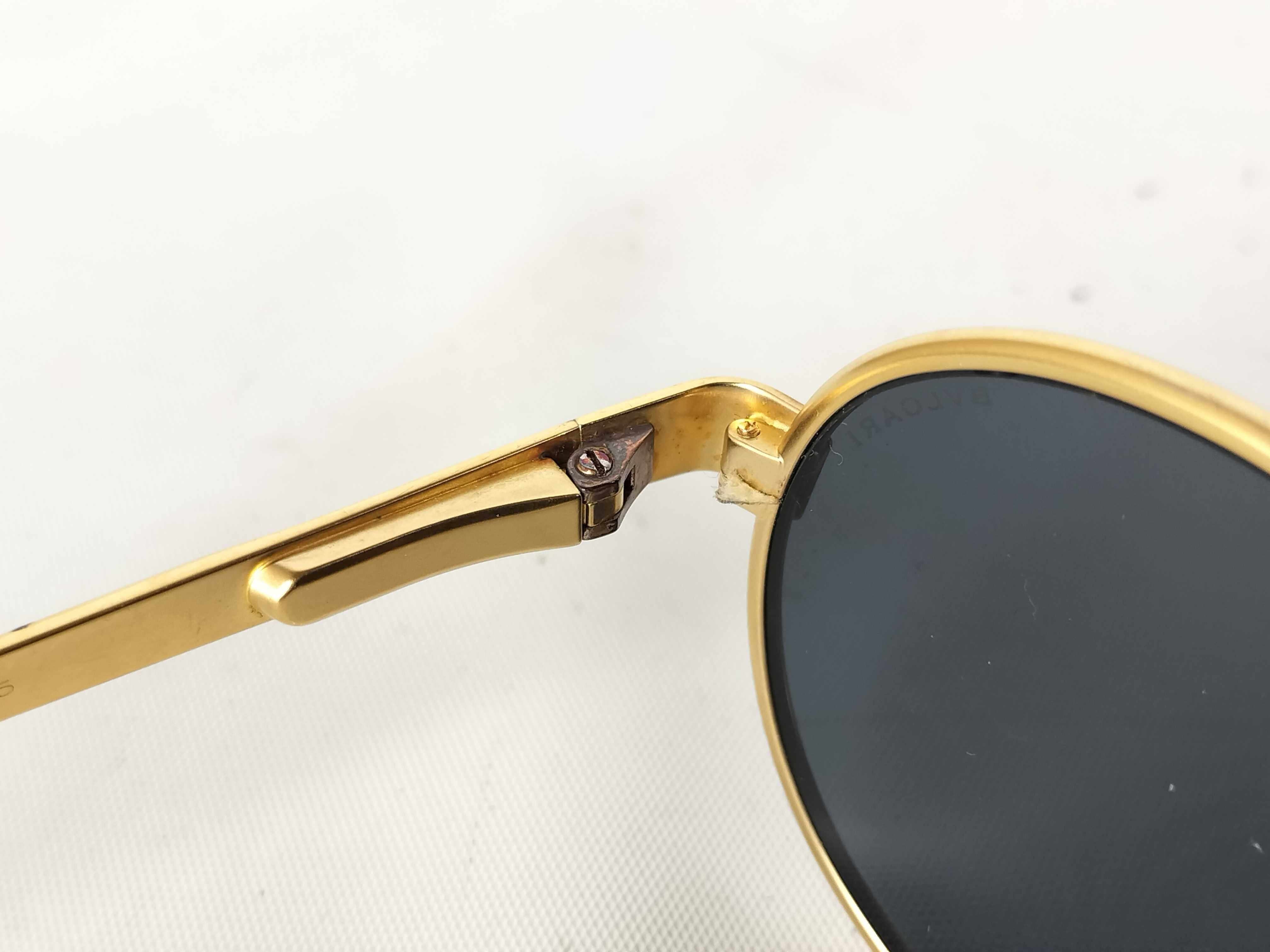 Bvlgari Model 601 Gold-Tone Metal Oval Sunglasses