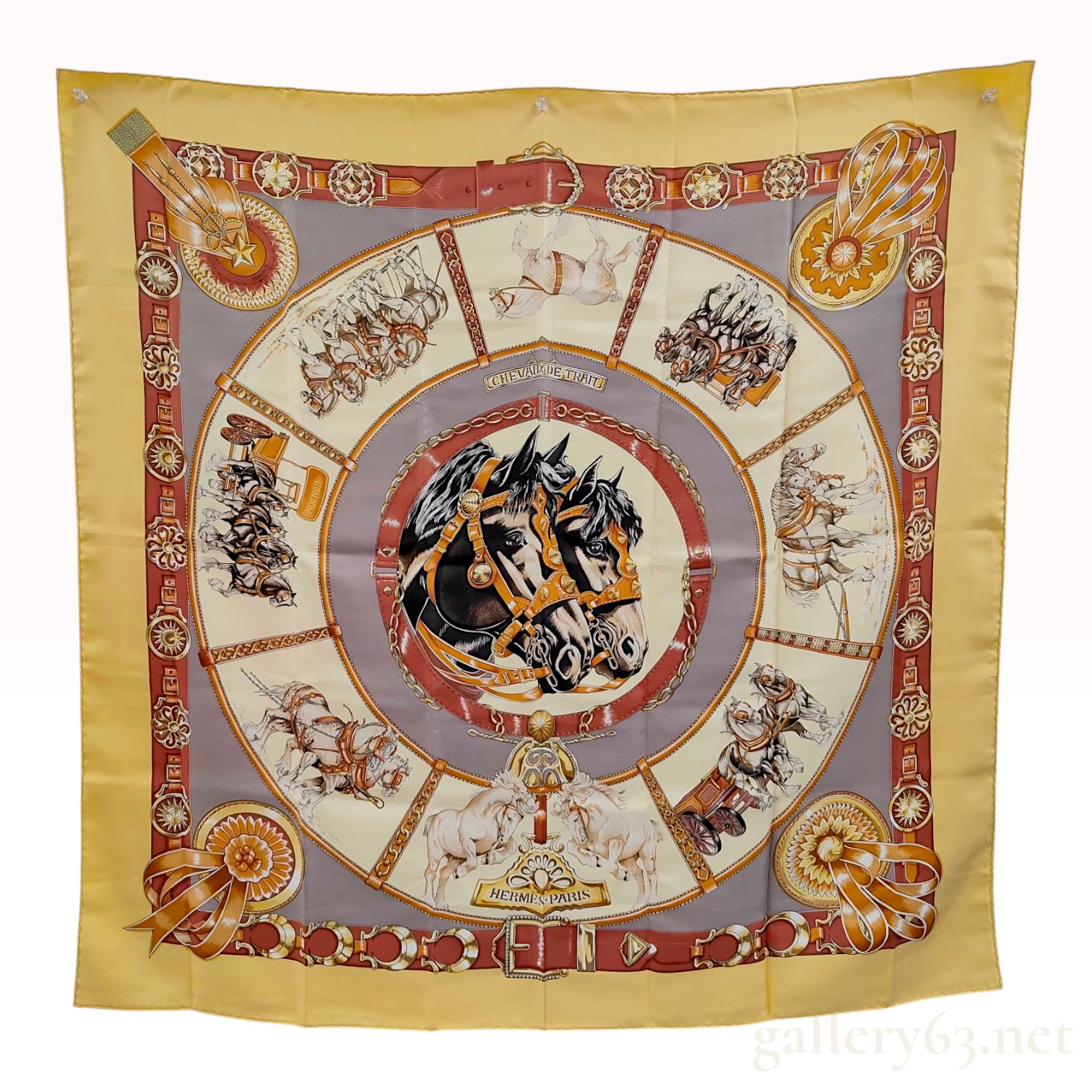 Hermes Paris Chevaux de Trait Silk Scarf