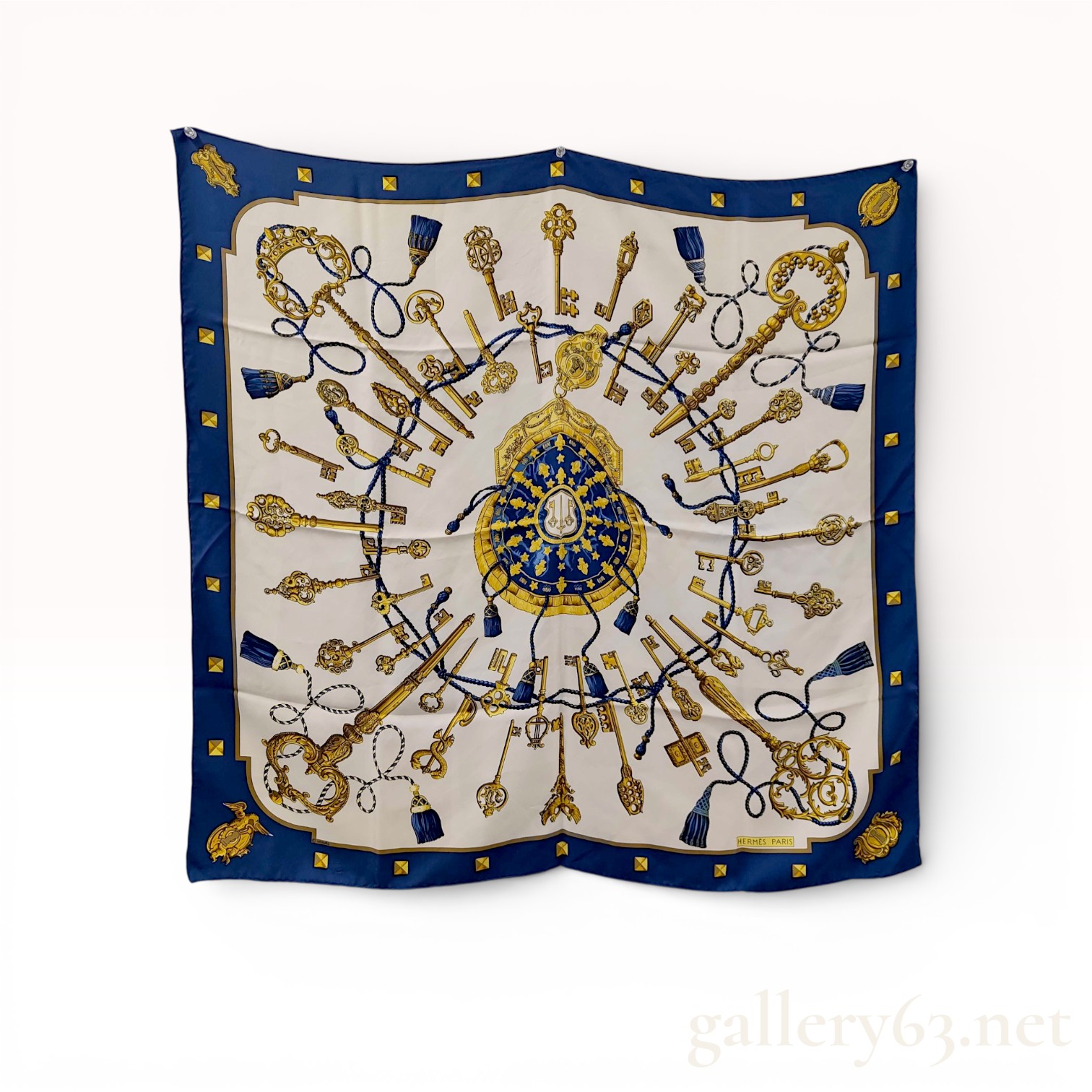 Hermes Silk Carre 90 Scarf in Les Clefs Pattern