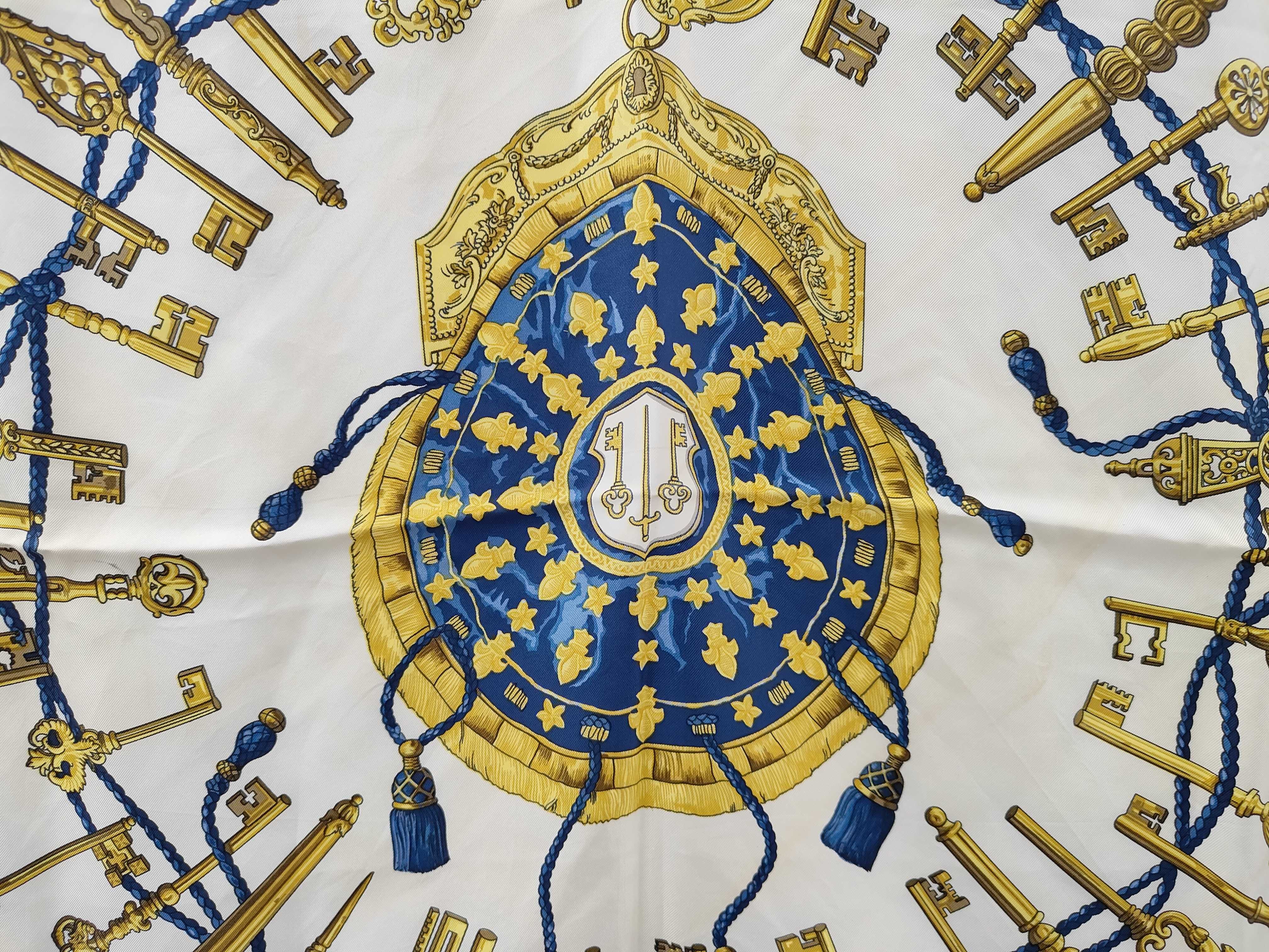Hermes Silk Carre 90 Scarf in Les Clefs Pattern