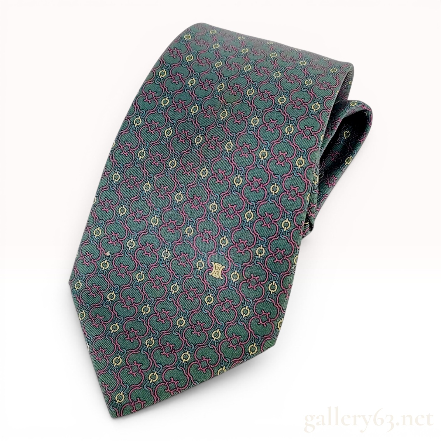 Celine Paris Geometric Pattern Silk Necktie