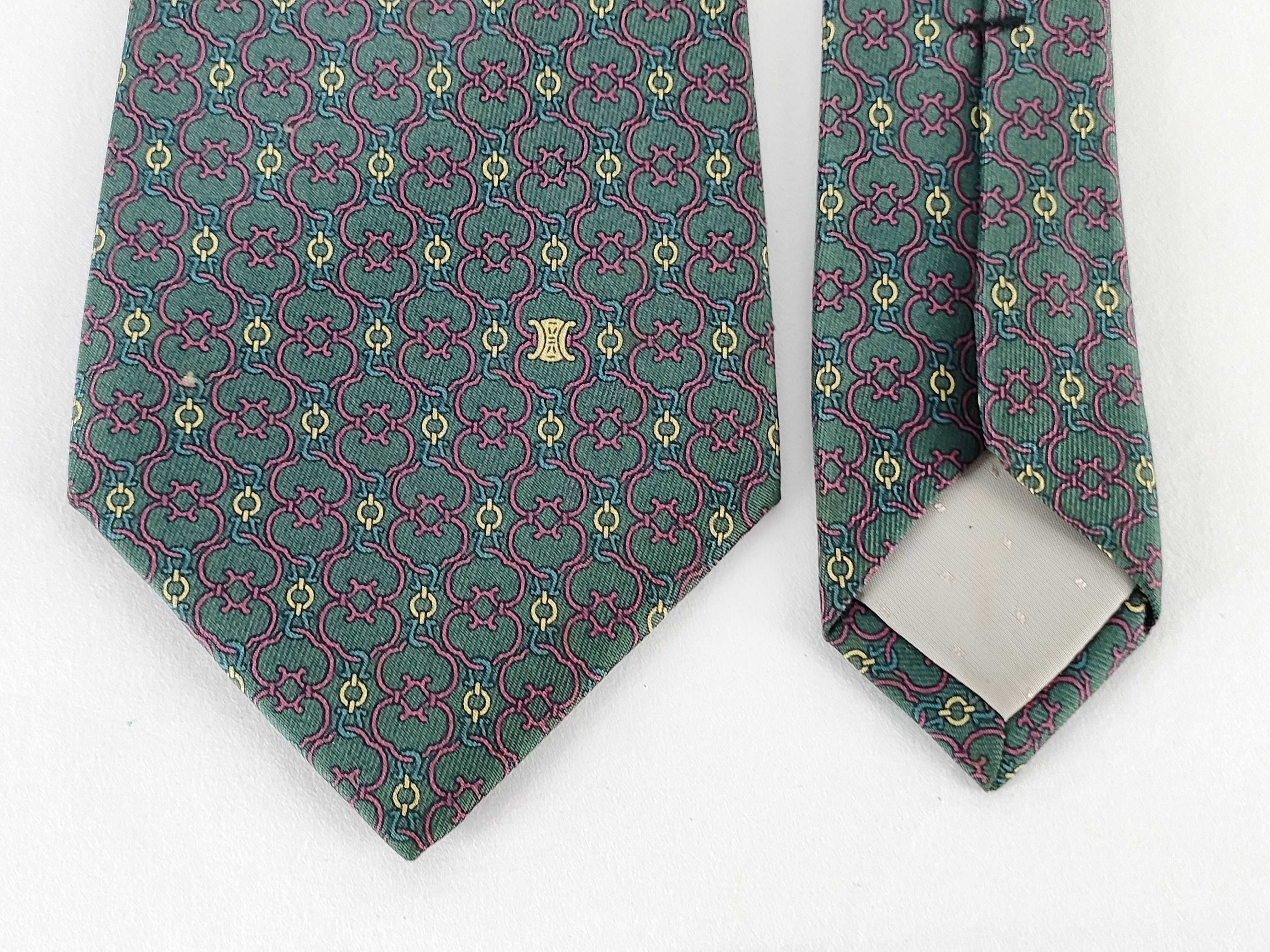 Celine Paris Geometric Pattern Silk Necktie