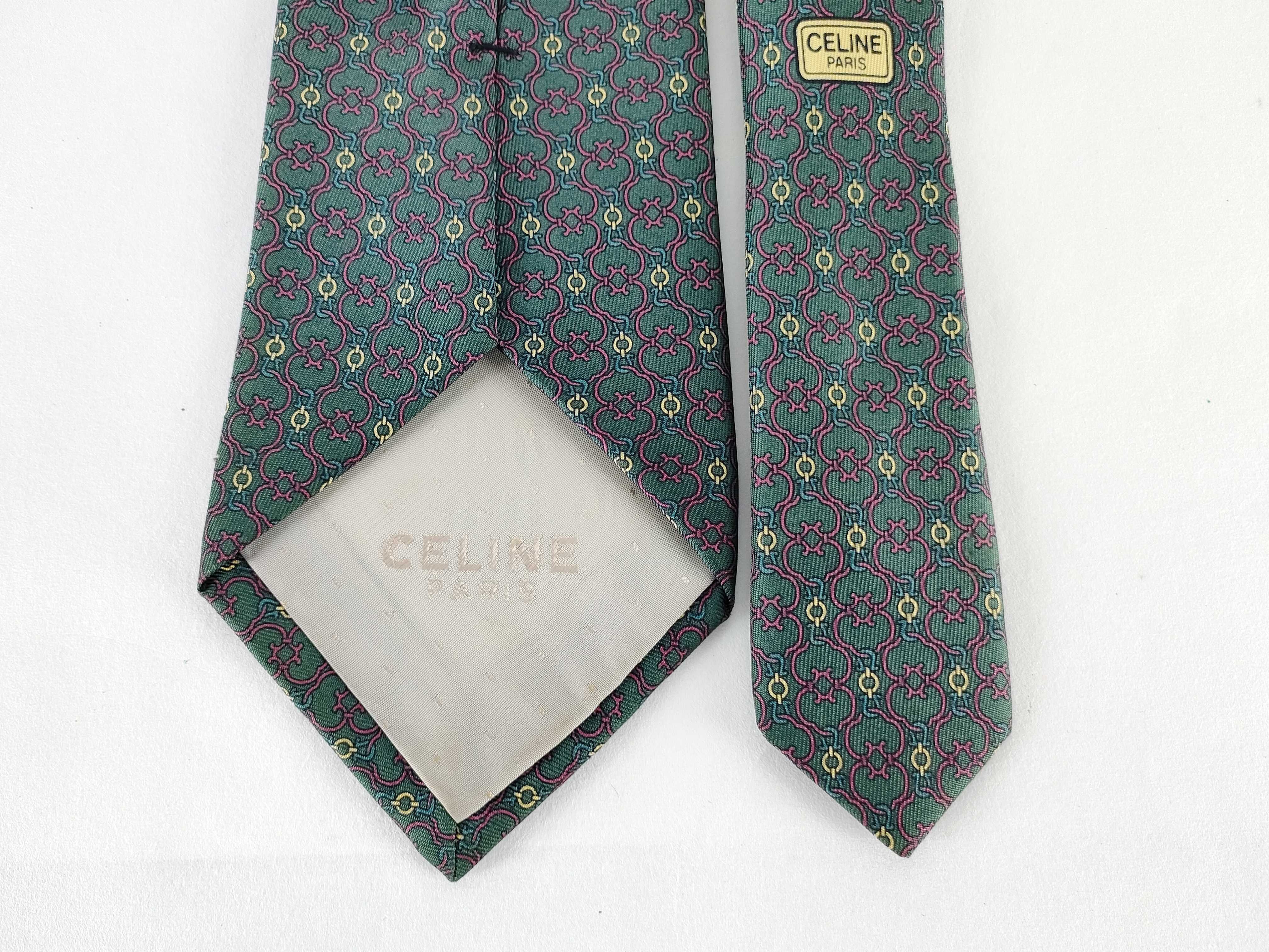 Celine Paris Geometric Pattern Silk Necktie