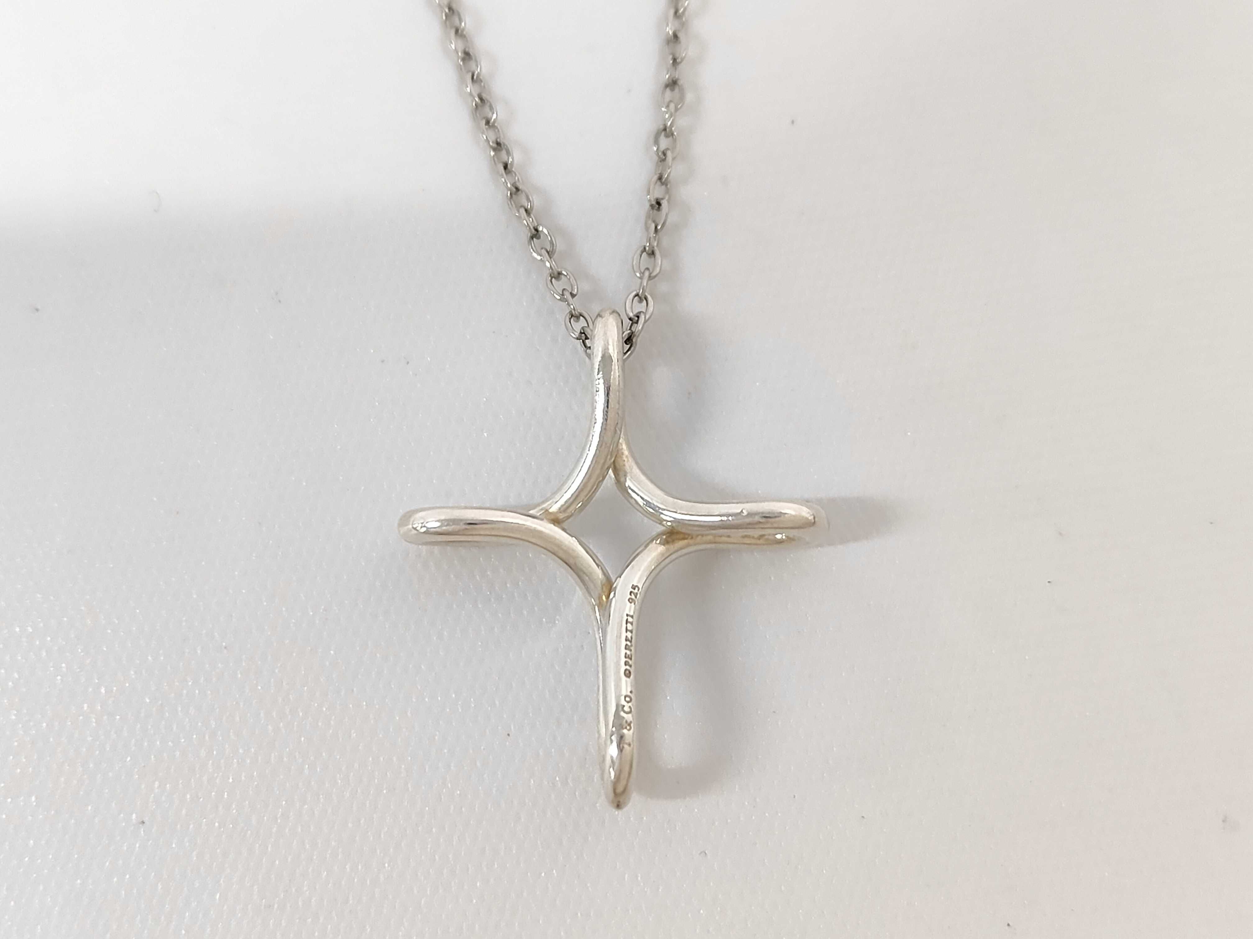 Tiffany and Co. Elsa Peretti Sterling Silver Infinity Cross Pendant Necklace