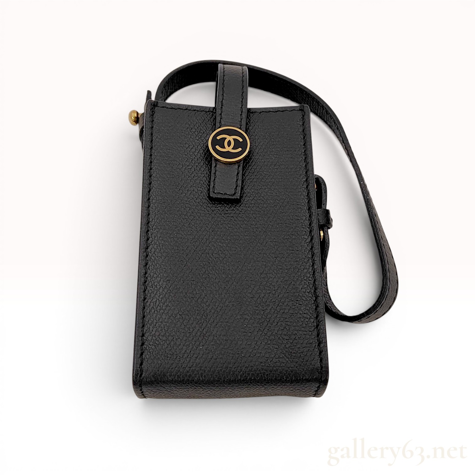 Chanel Black Caviar Leather Coco Button Cigarette Case with Wristlet