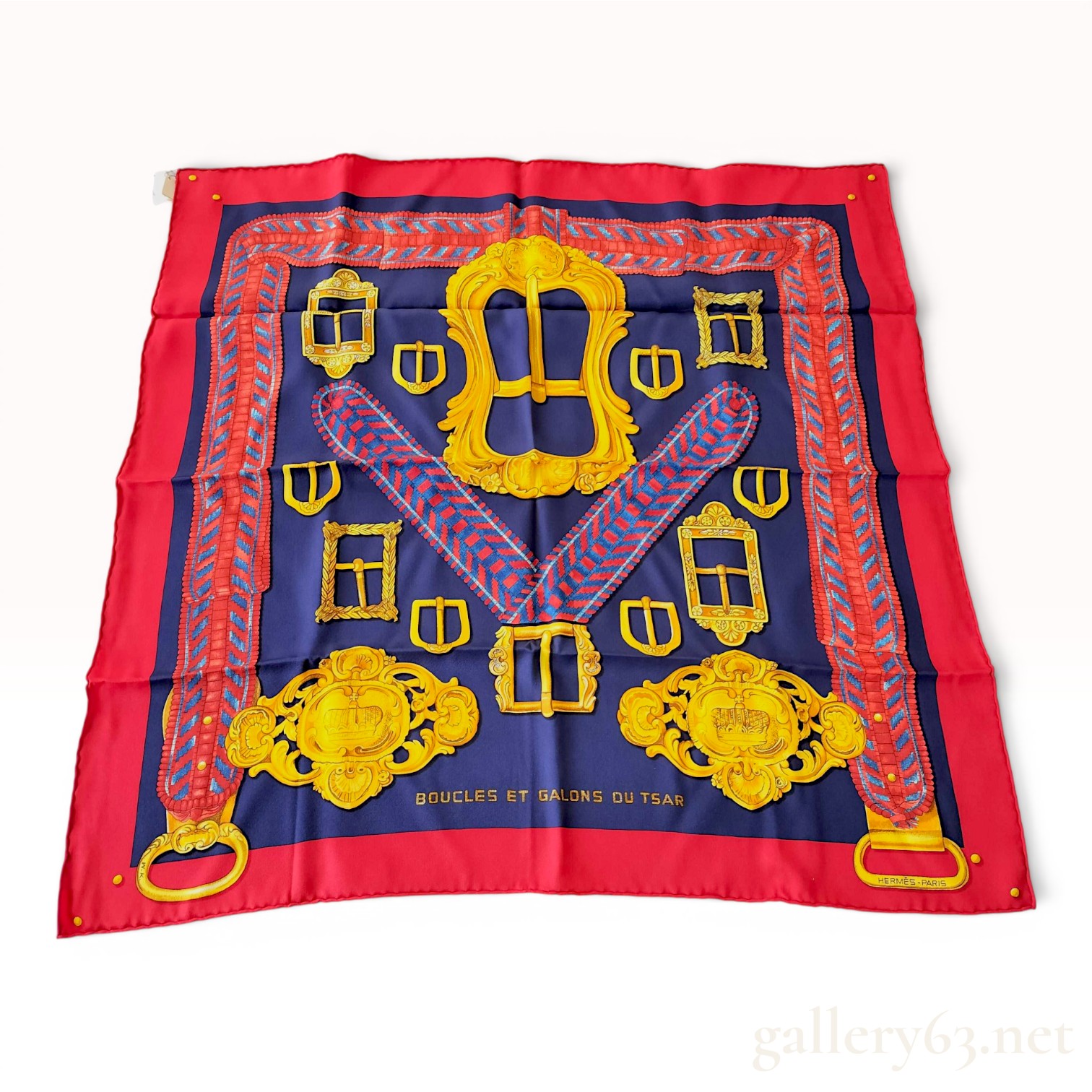 Hermes Boucles et Galons du Tsar Silk Carre 70 Scarf with Box