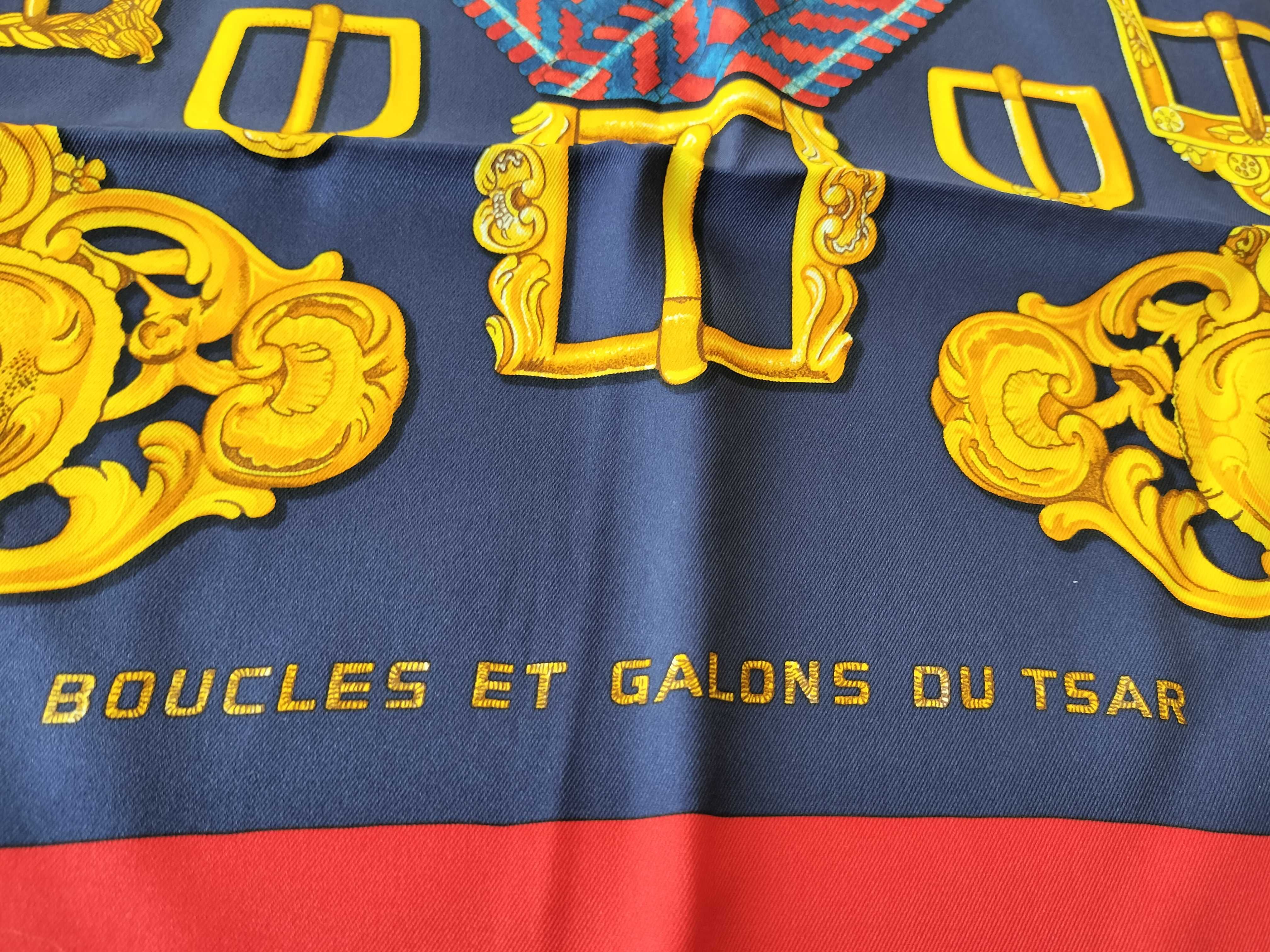 Hermes Boucles et Galons du Tsar Silk Carre 70 Scarf with Box