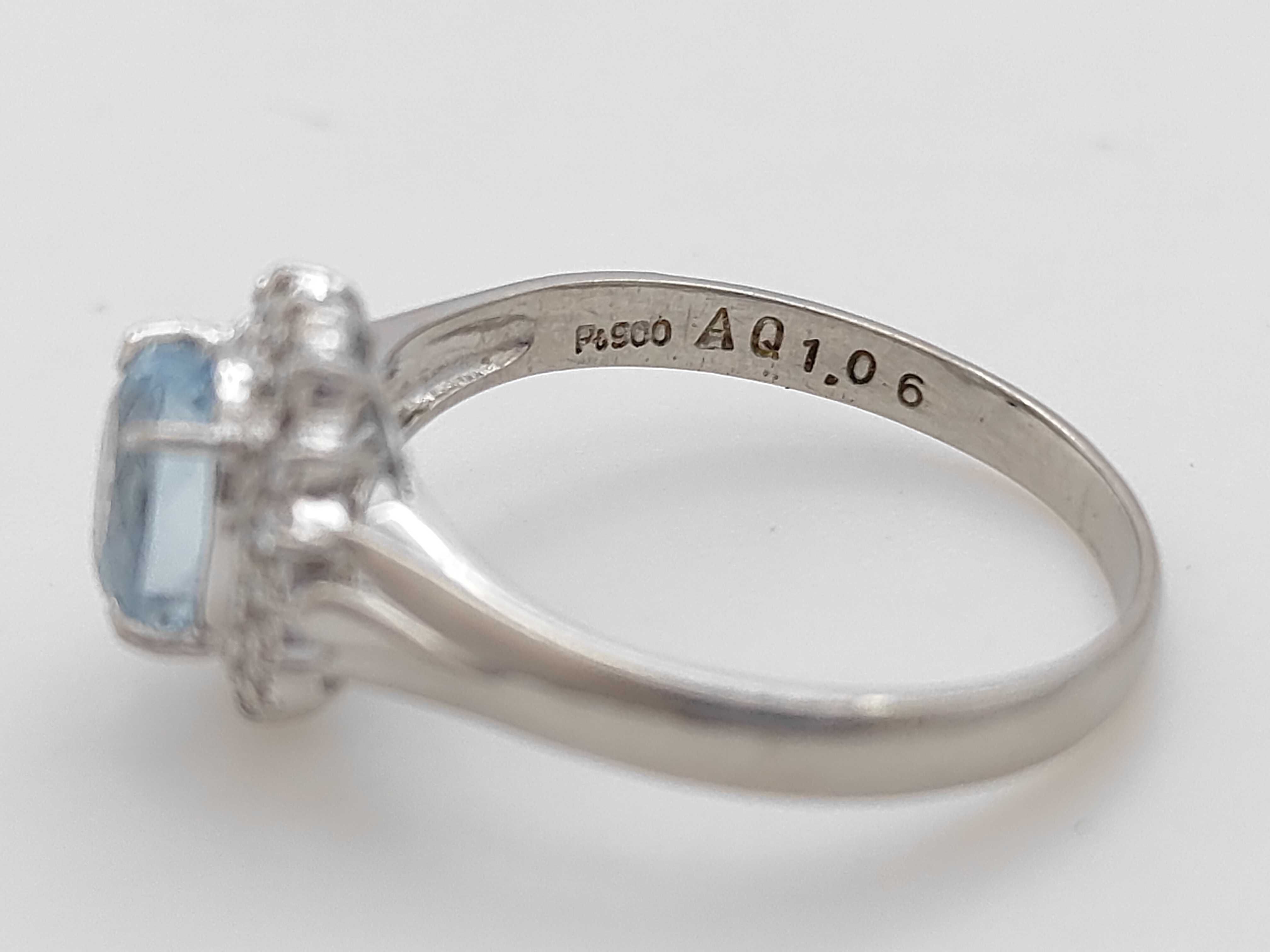 Platinum Aquamarine and Diamond Halo Cocktail Ring