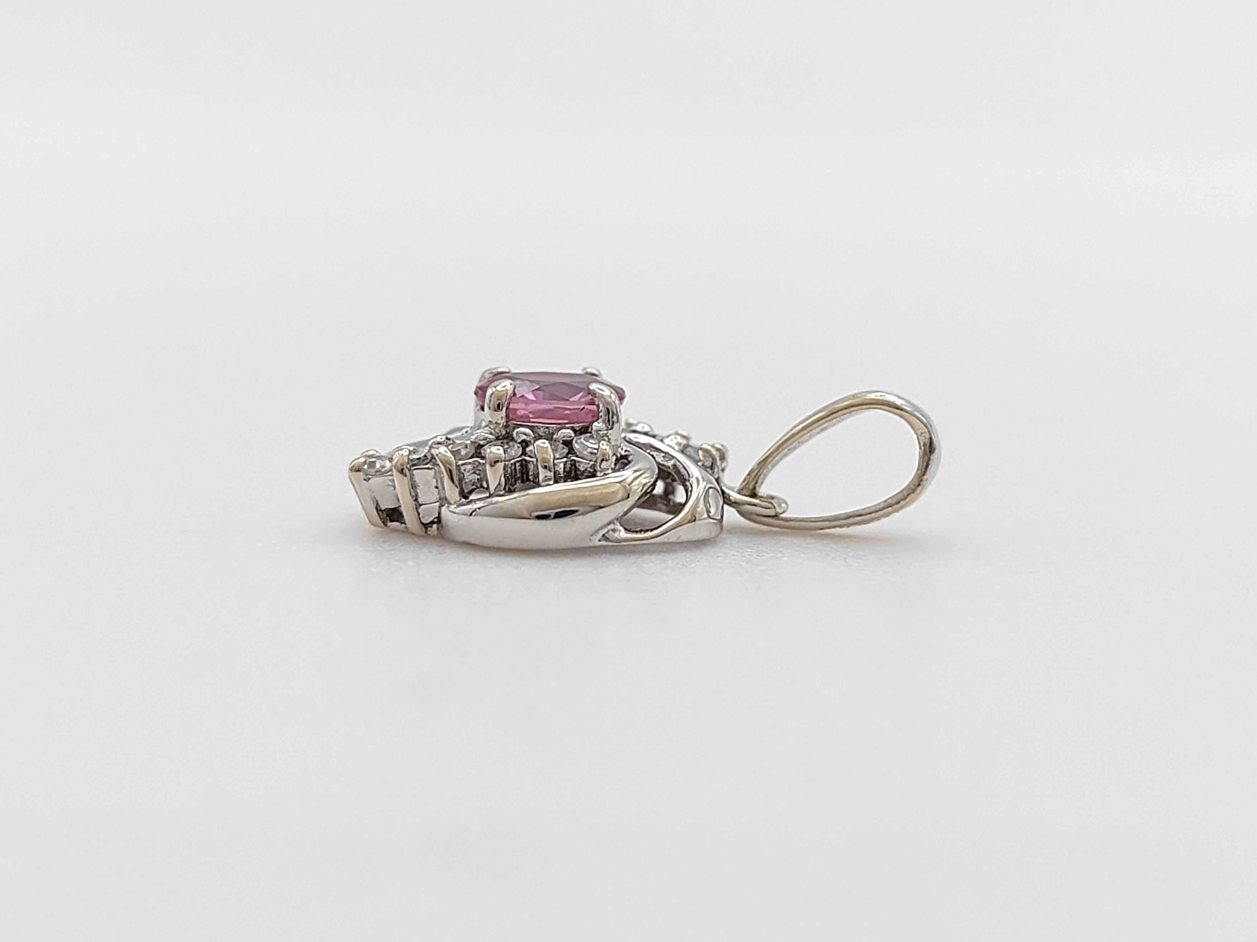 14 Karat White Gold Pink Sapphire and Diamond Pendant
