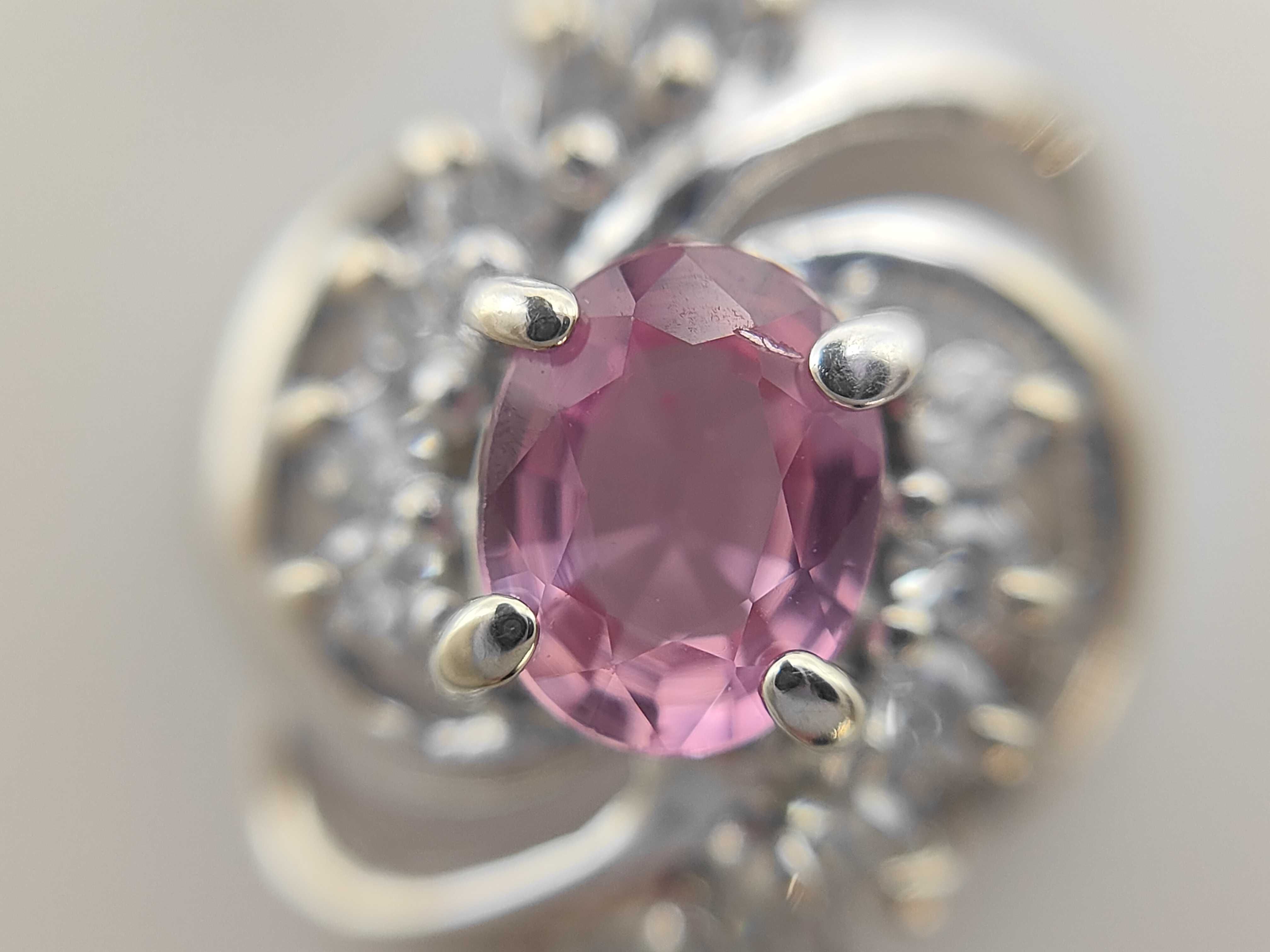 14 Karat White Gold Pink Sapphire and Diamond Pendant