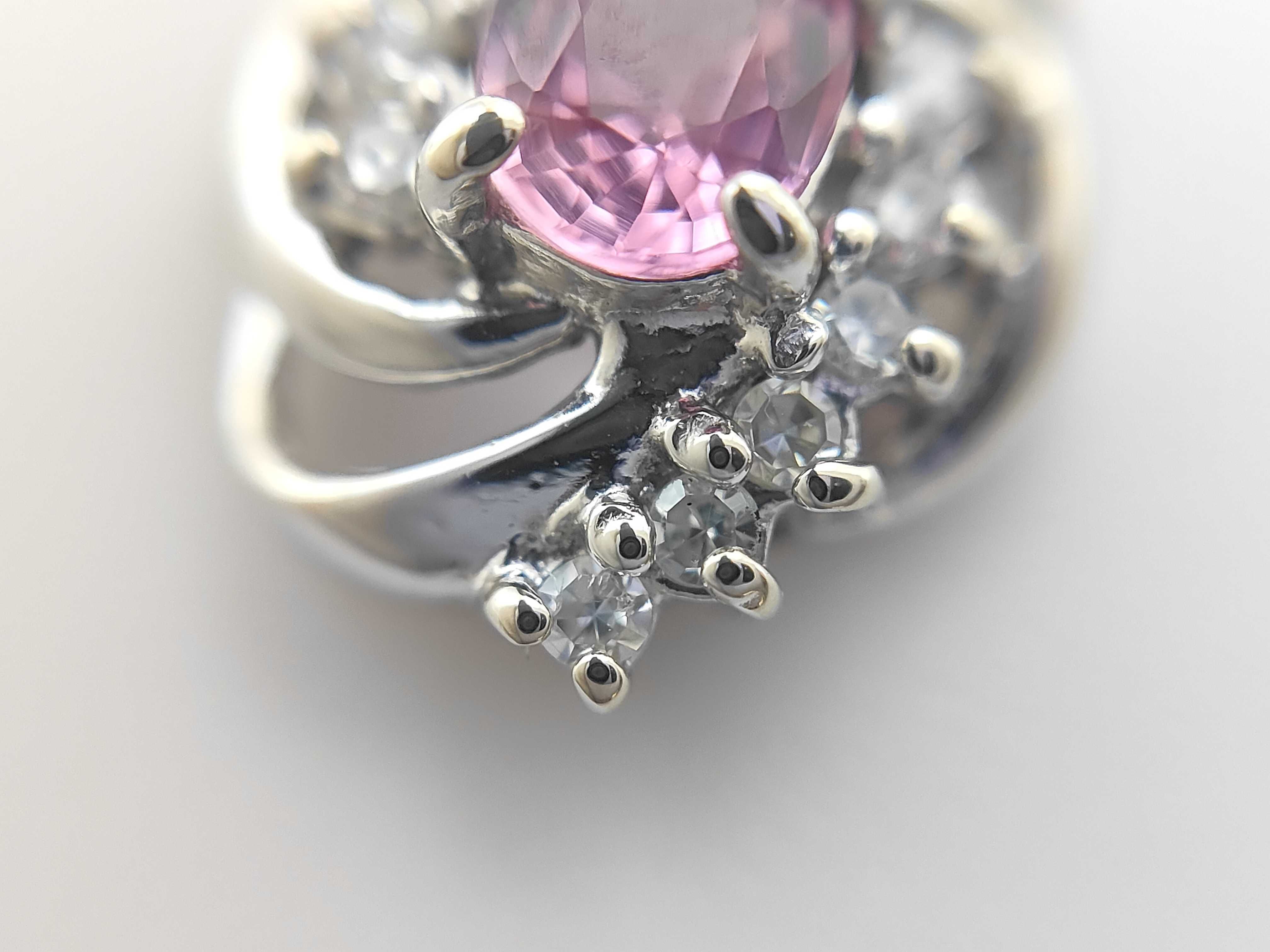 14 Karat White Gold Pink Sapphire and Diamond Pendant