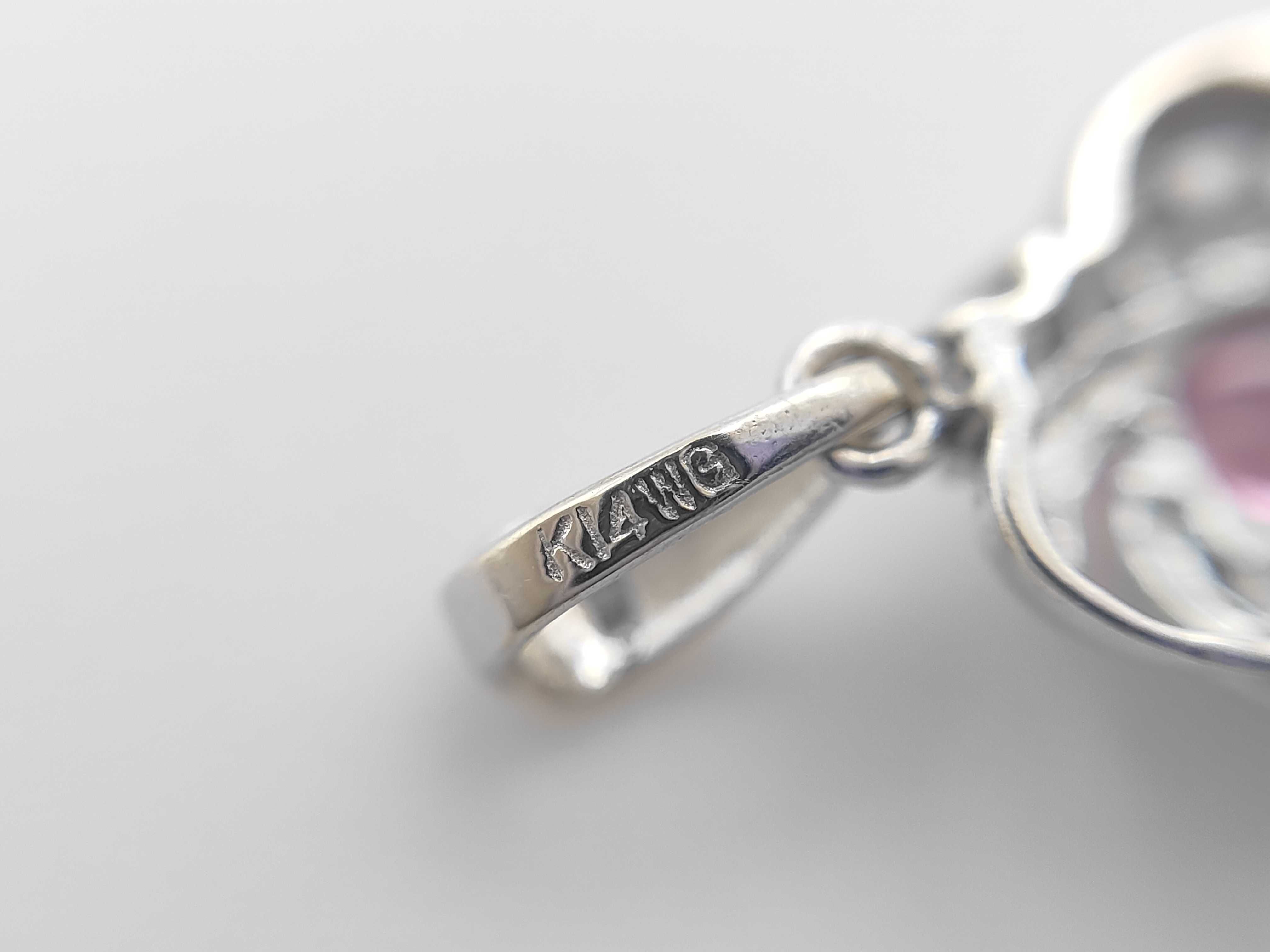 14 Karat White Gold Pink Sapphire and Diamond Pendant