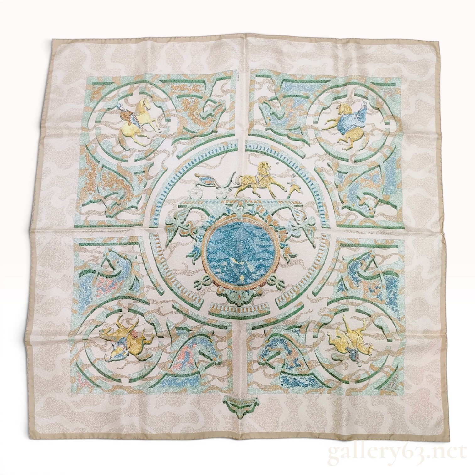 Hermes Peintre du Cheval Silk Scarf Designed by Alfred de Dreux