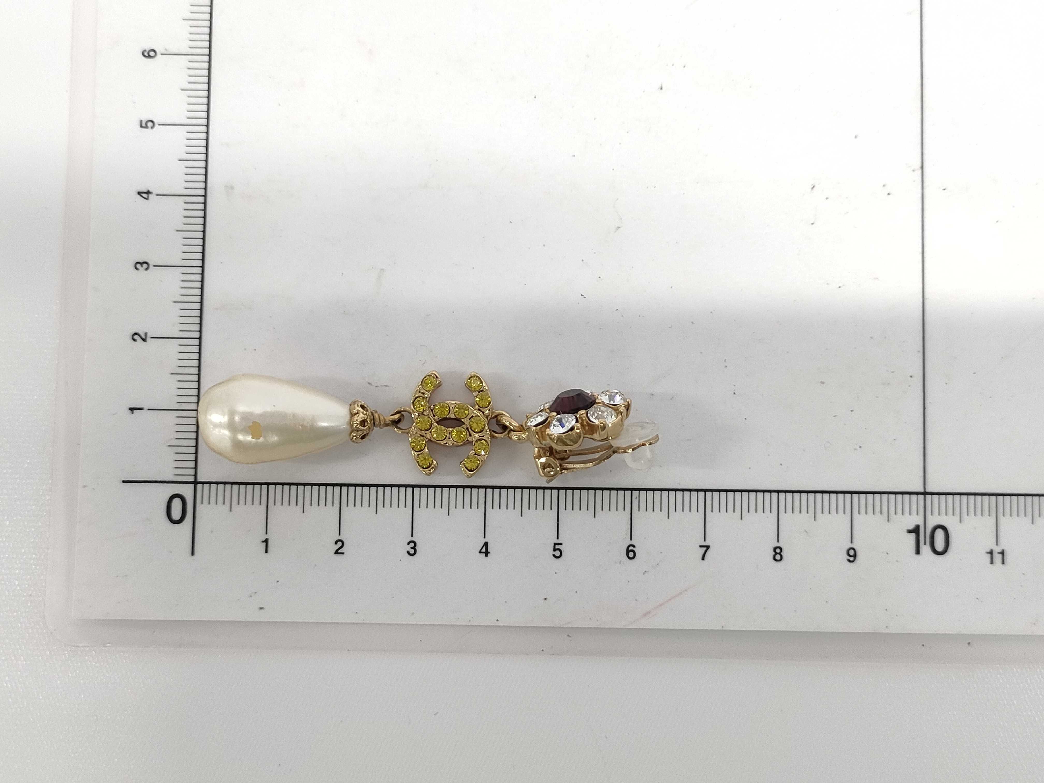 A Pair of Chanel Autumn 2005 Crystal and Faux Pearl CC Logo Drop Earrings