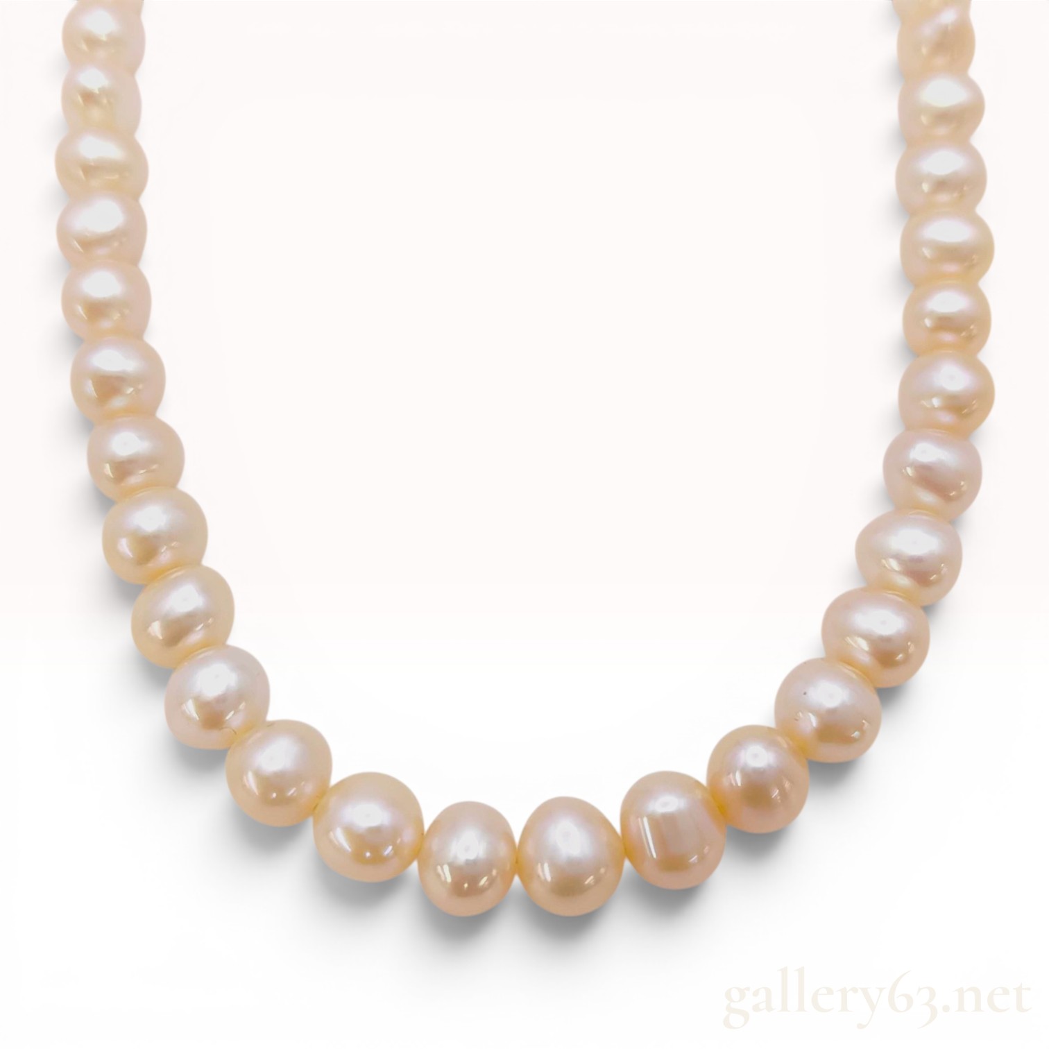 Semi-Round Pink Freshwater Cultured Pearl Necklace with Silver Clasp